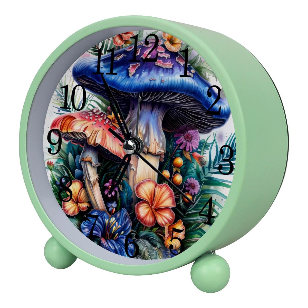 Luoweisi Alarm Clock Tropical Mushroom, Silent Non-Ticking with Night Light