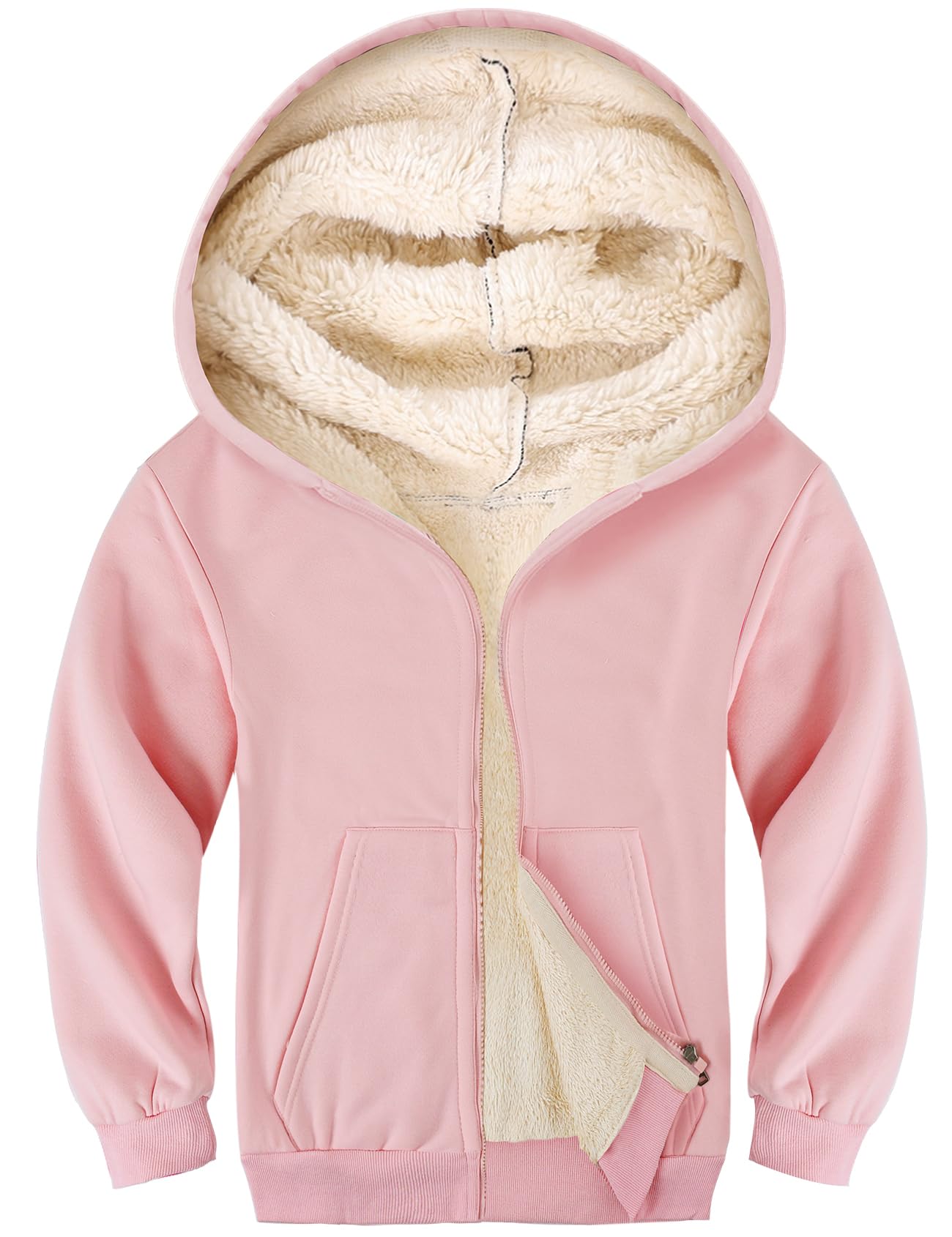 Gihuo Kids Fleece Jacket Sherpa Lined Zip Up Hoodie