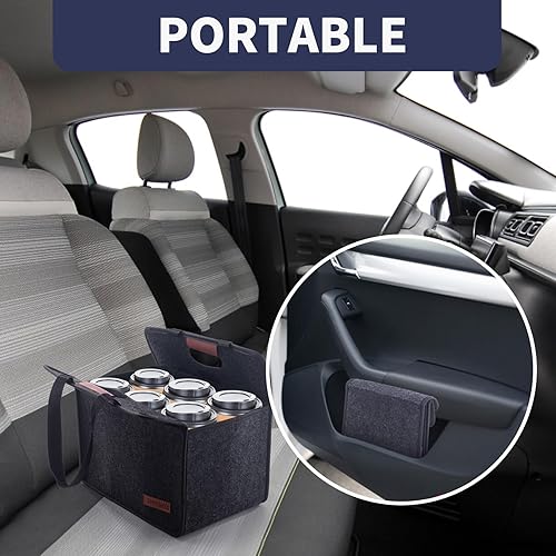 Miniatura 6 de Portabebidas para 6 tazas con asa, reutilizable, aislado, soporte para bebidas para automóvil, plegable, portátil, para viajes y entregas