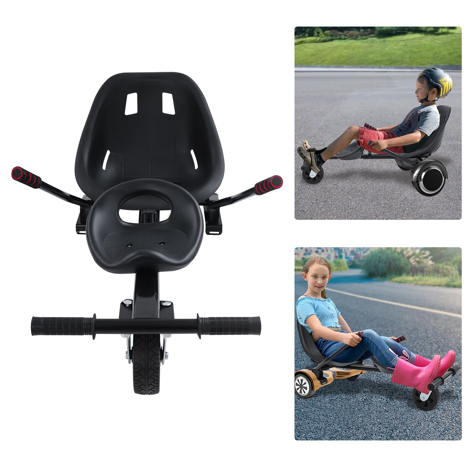 Hoverboard sedile doppio go-kart, kit di trasformazione hovercart accessori adatto per scooter autobilanciante da 6,5" 10", telaio regolabile Hoverboard Kart