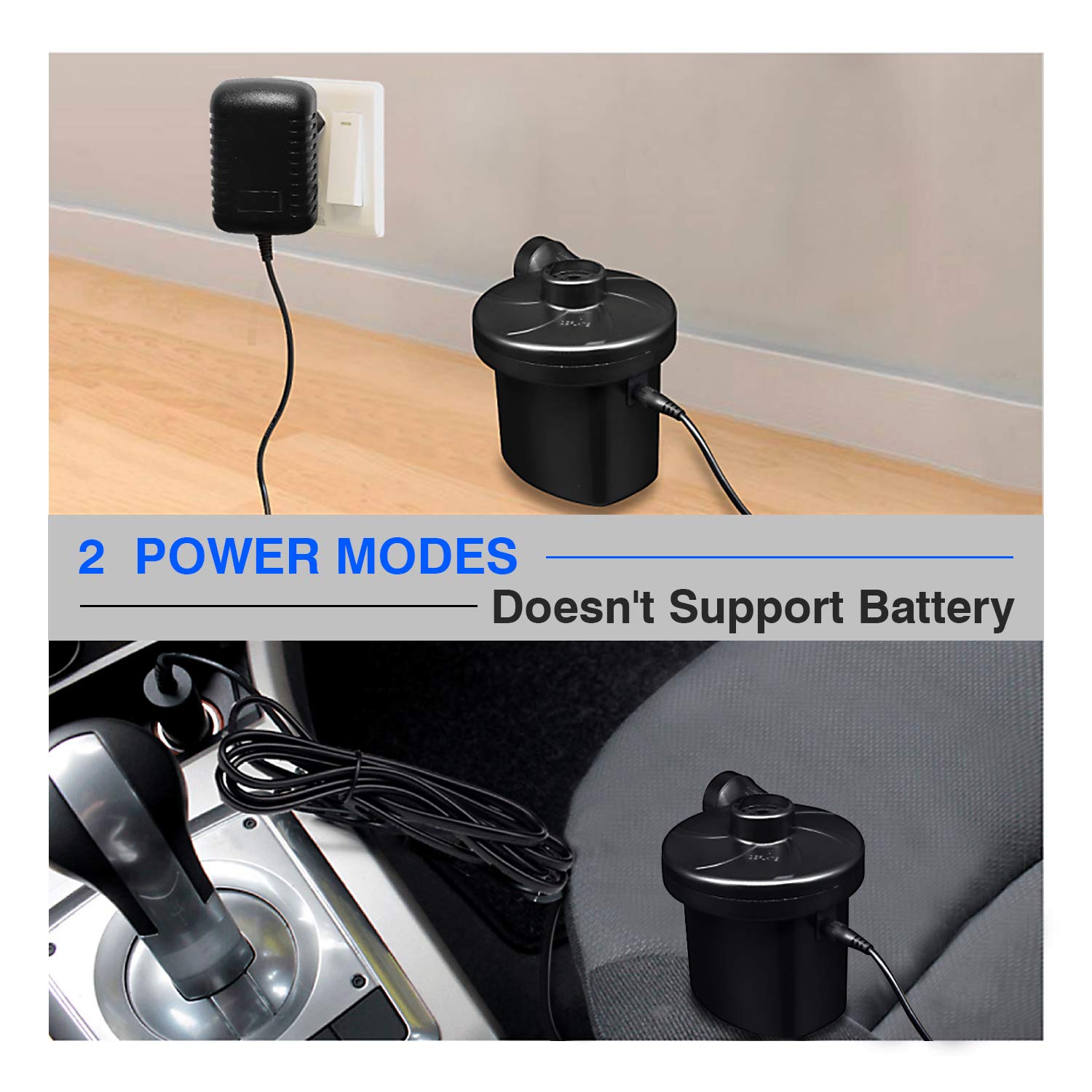 Pompe à Air Électrique Portable – Pour Gonfler Piscines, Jouets, Matelas – Alimentation Prise Ou Voiture