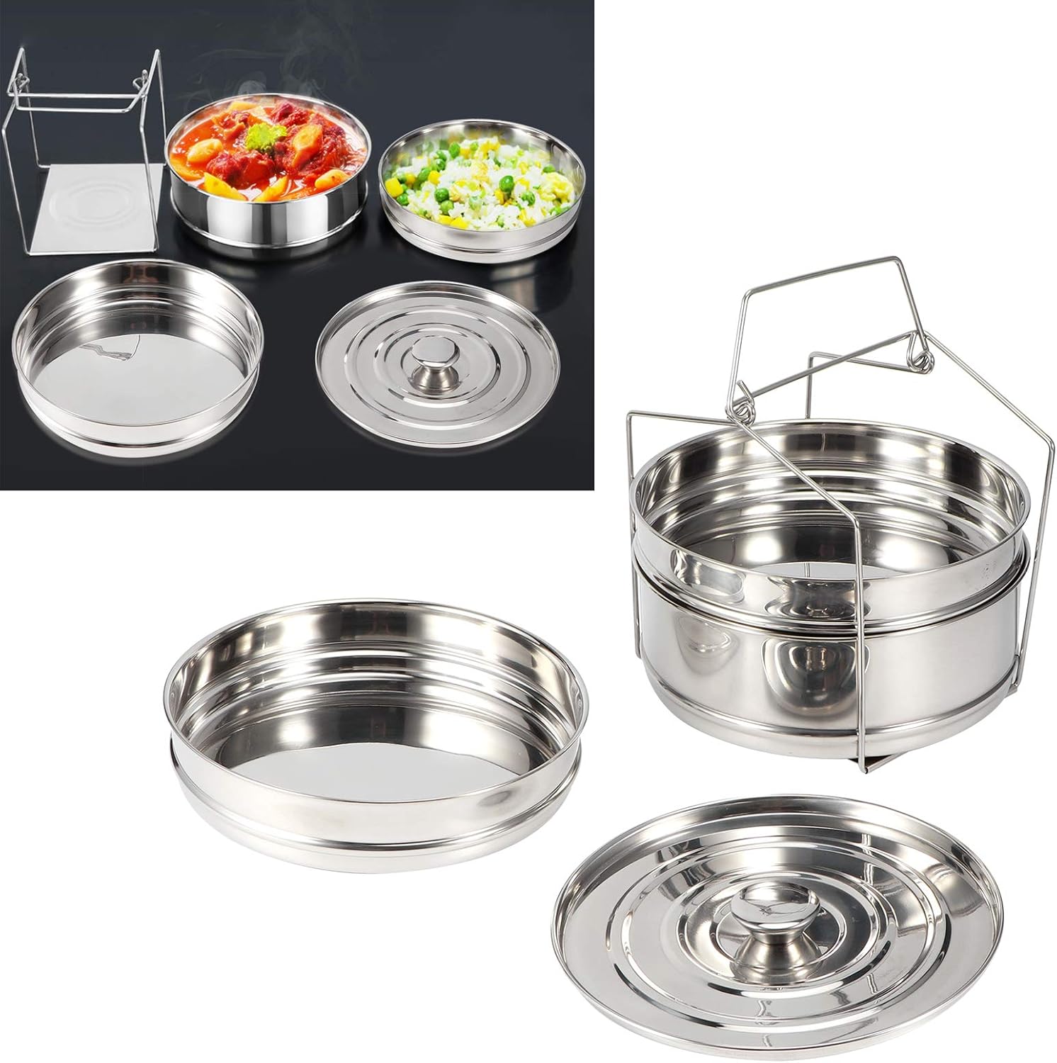 Steamer Pot, Stackable 3 Tier Stainless Steel Steamer Cooker Pot Set Stackable Steamer Insert Pans, Pot in Pot Cooking Baking Food Steamer Cook Food Pressure Pot Accessories for Cooking 5 71mzZIZeCQL. AC SL1500