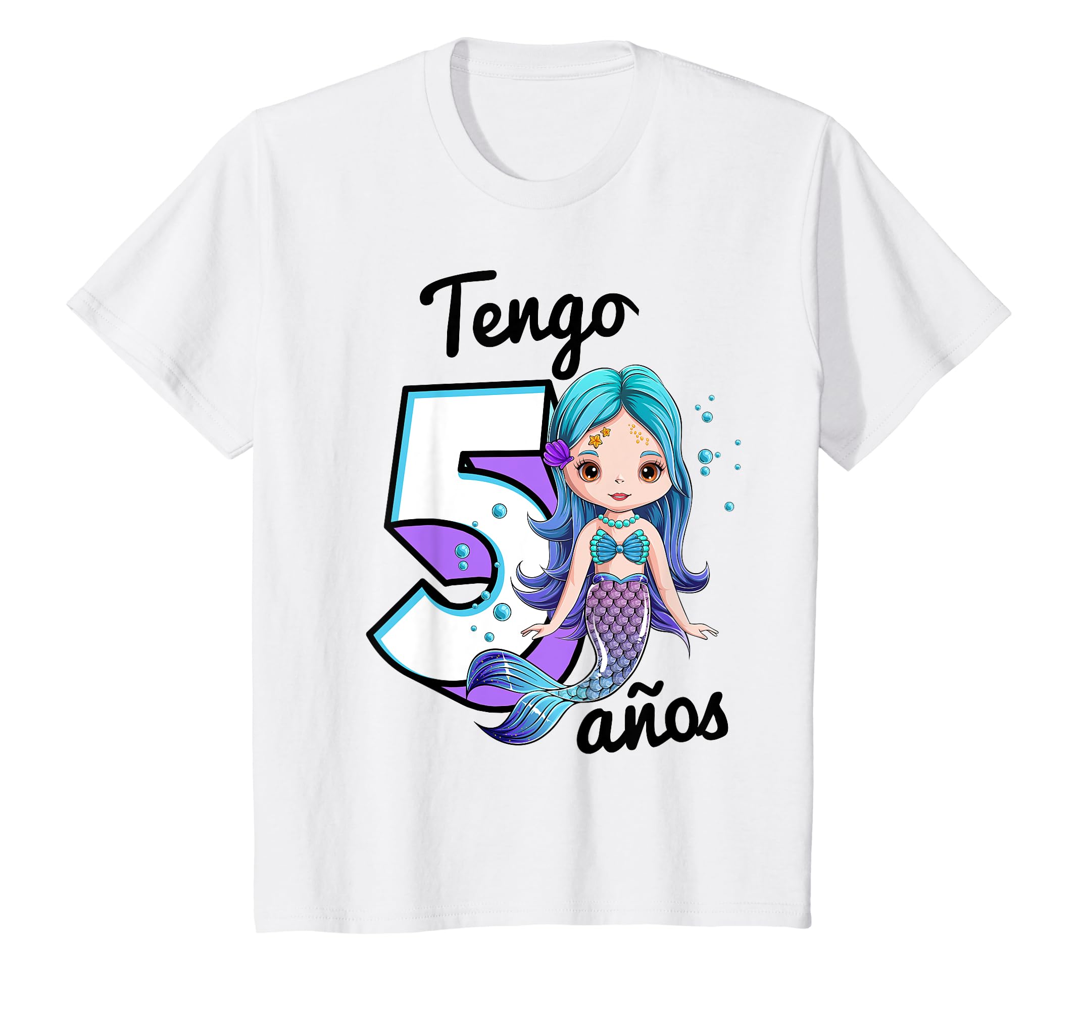 Cumpleaños de las sirenas Niños Ya tengo 5 años quinto cumpleaños niña Sirena Camiseta