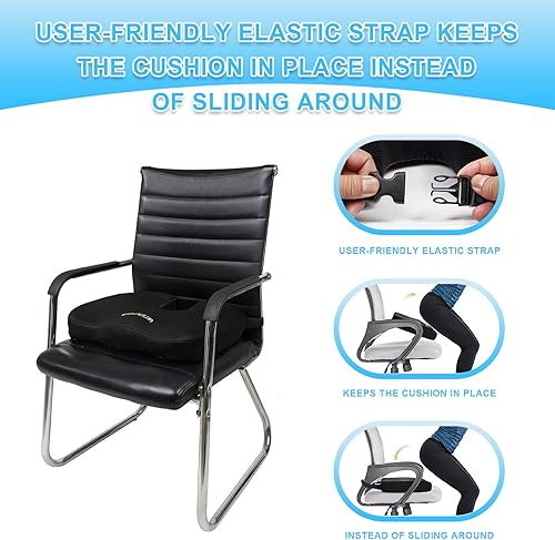 Miniatura 6 de Ustenroya Cojín de asiento de gel refrescante con espuma viscoelástica, cojines de asiento comodidad de presión para silla de ruedas, silla de