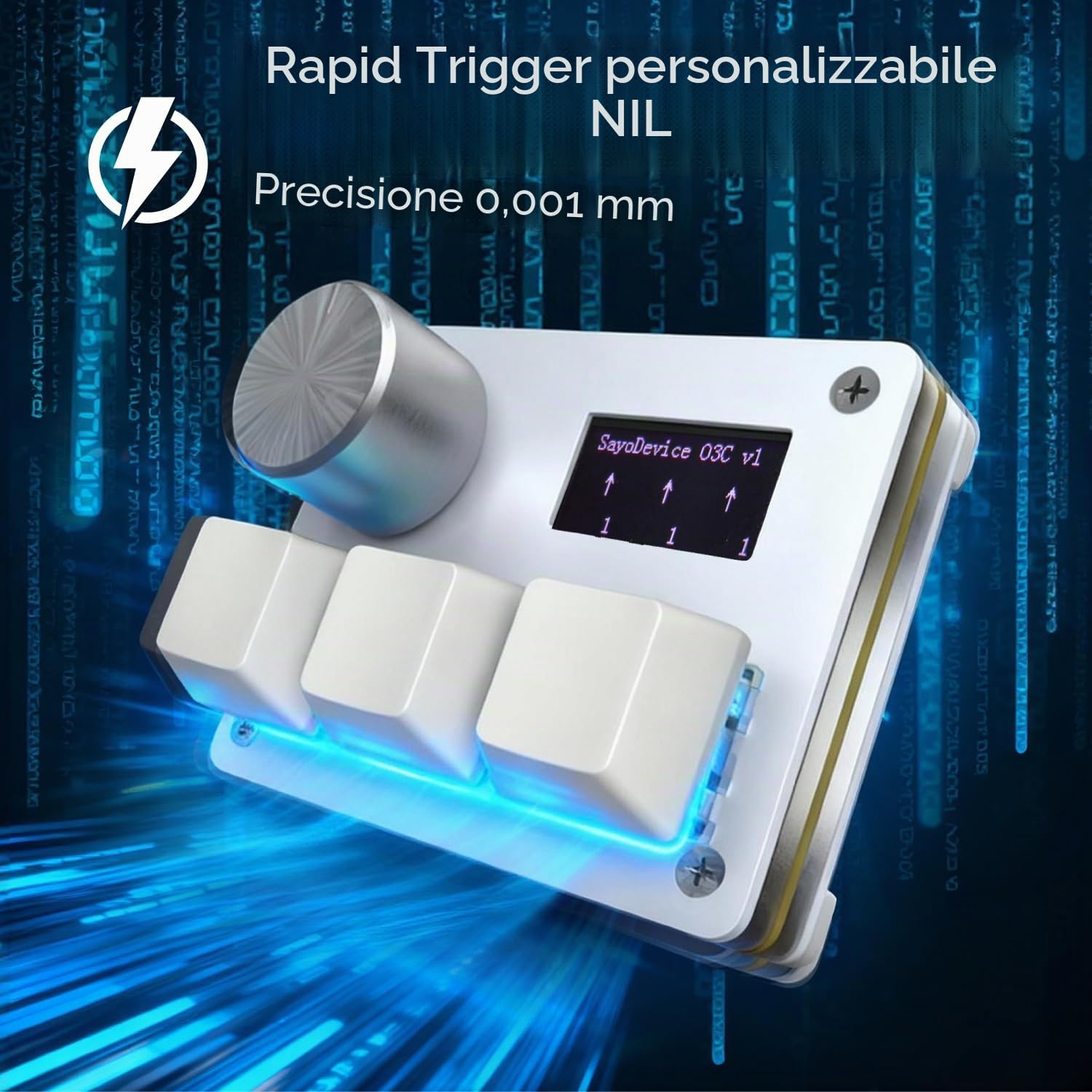 Tastiera O3C Rapid Trigger Con Interruttore Magnetico Hall Geometry Dash | Giochi ritmici, con manopola e schermo, Shotcut, mini tastiera Hotswap con interruttori lineari magnetici