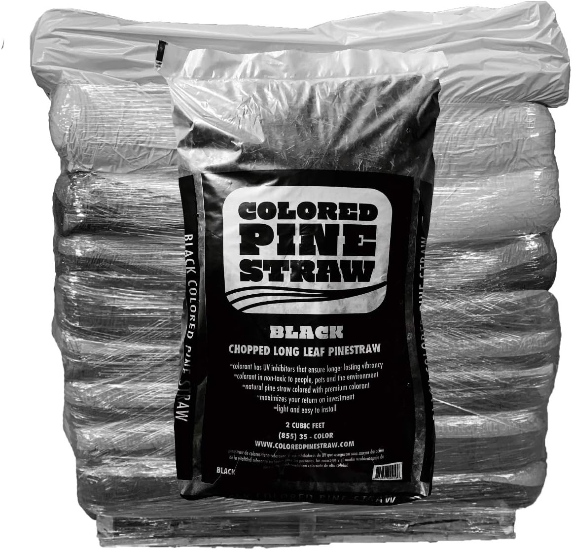 Longleaf Pine Straw Mulch Colored Black 50 Bags per