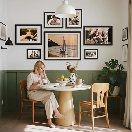 Miniatura 6 de HappyHapi Portarretratos de 5 x 7, paquete de 12 portarretratos para fotos de 5 x 7 pulgadas sin paspartú o de 4 x 6 pulgadas con paspartú, marco de