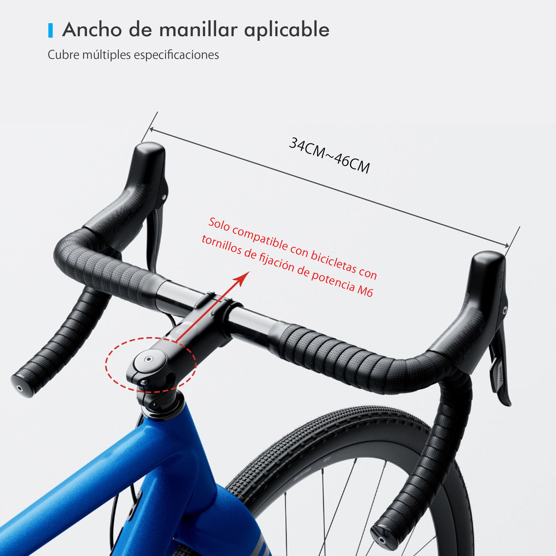 Herramienta Pro Mimoke para Ajuste palancas Freno/Cambio – Medidor ángulo Manillar, aleación Aluminio, Escala láser, Compatible manillares Carretera/Aero 340–460 mm.