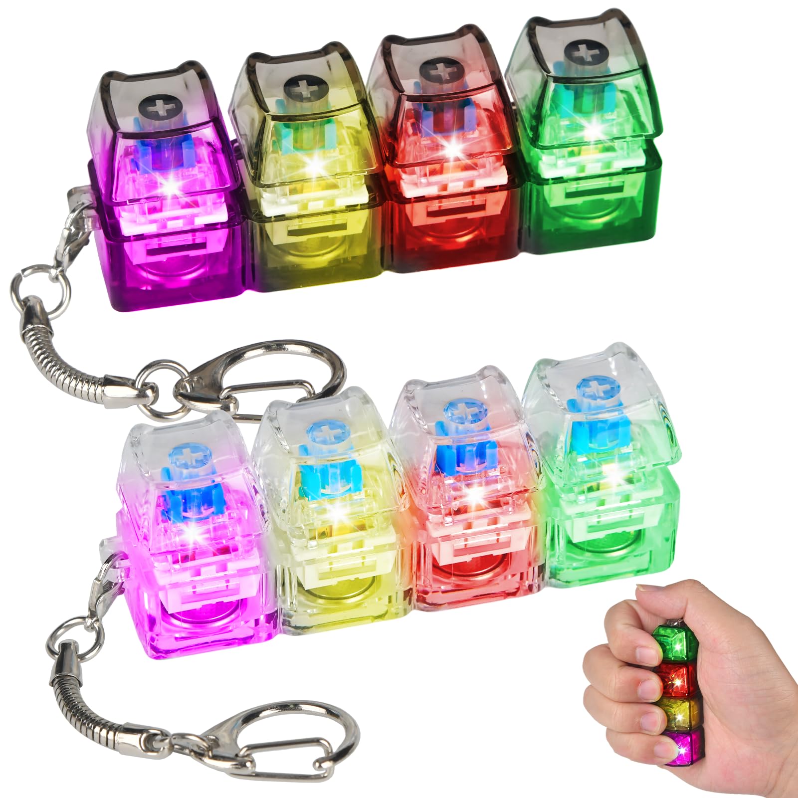 2 Pcs Keyboard Fidget Toy, Fidget Toys for Adults & Kids, Keychain Keyboard Clicker Anxiety Relief, Cool Gadgets Stress Relief Toys with LED light for Decompression Gift (Cat) — image 1