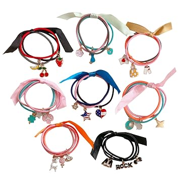 8 Styles 24Pcs Candy Color Elastic Hair Ties Ponytail Holders Hair Band No Crease Elastic Headband Small Size Rubber Bands Soft Scrunchies Hair Bands Hair Accessories for Women Girls Bracelet