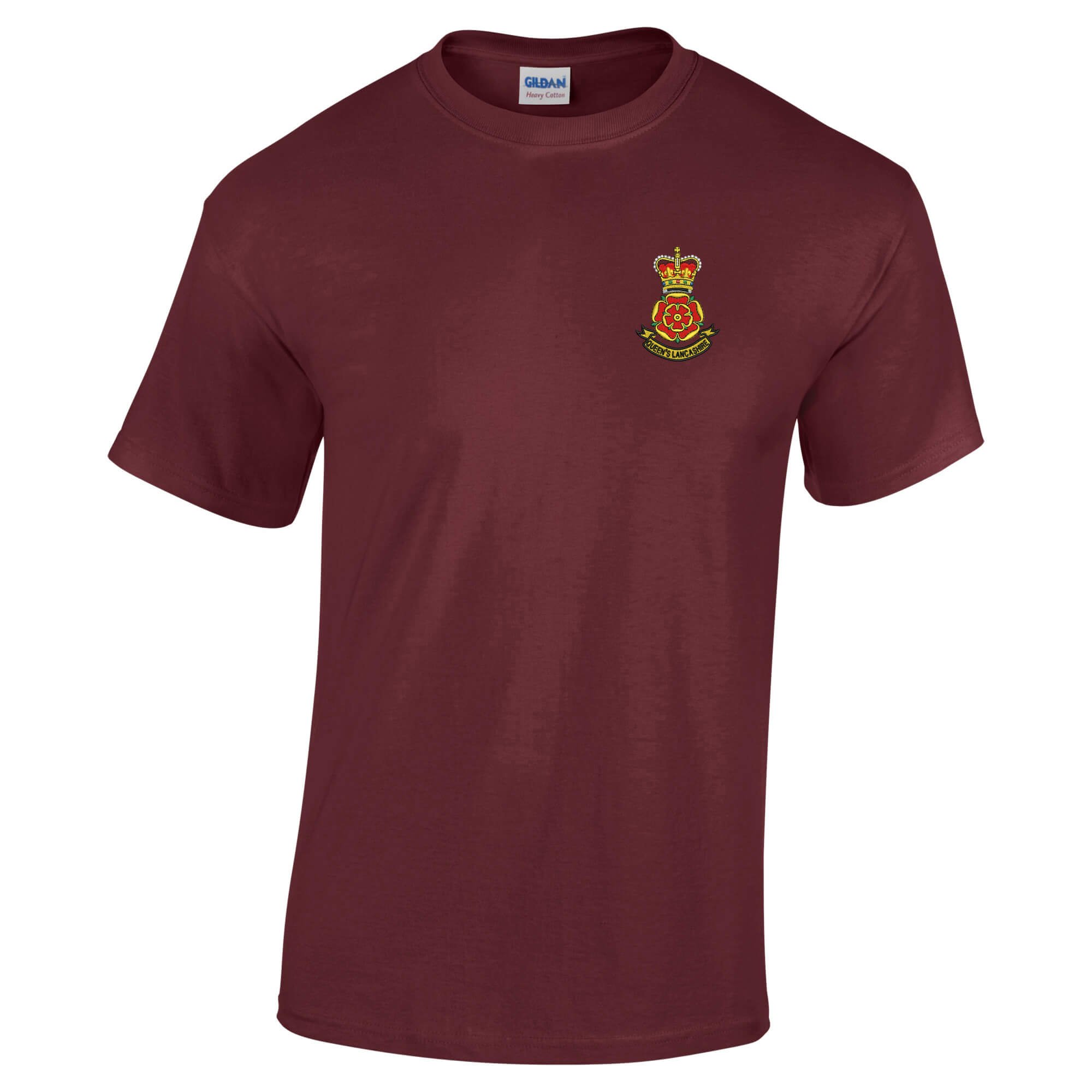 Pineapple Joe's Men's Burgundy Queen's Lancashire Regit Embroidered T-Shirt - Medium
