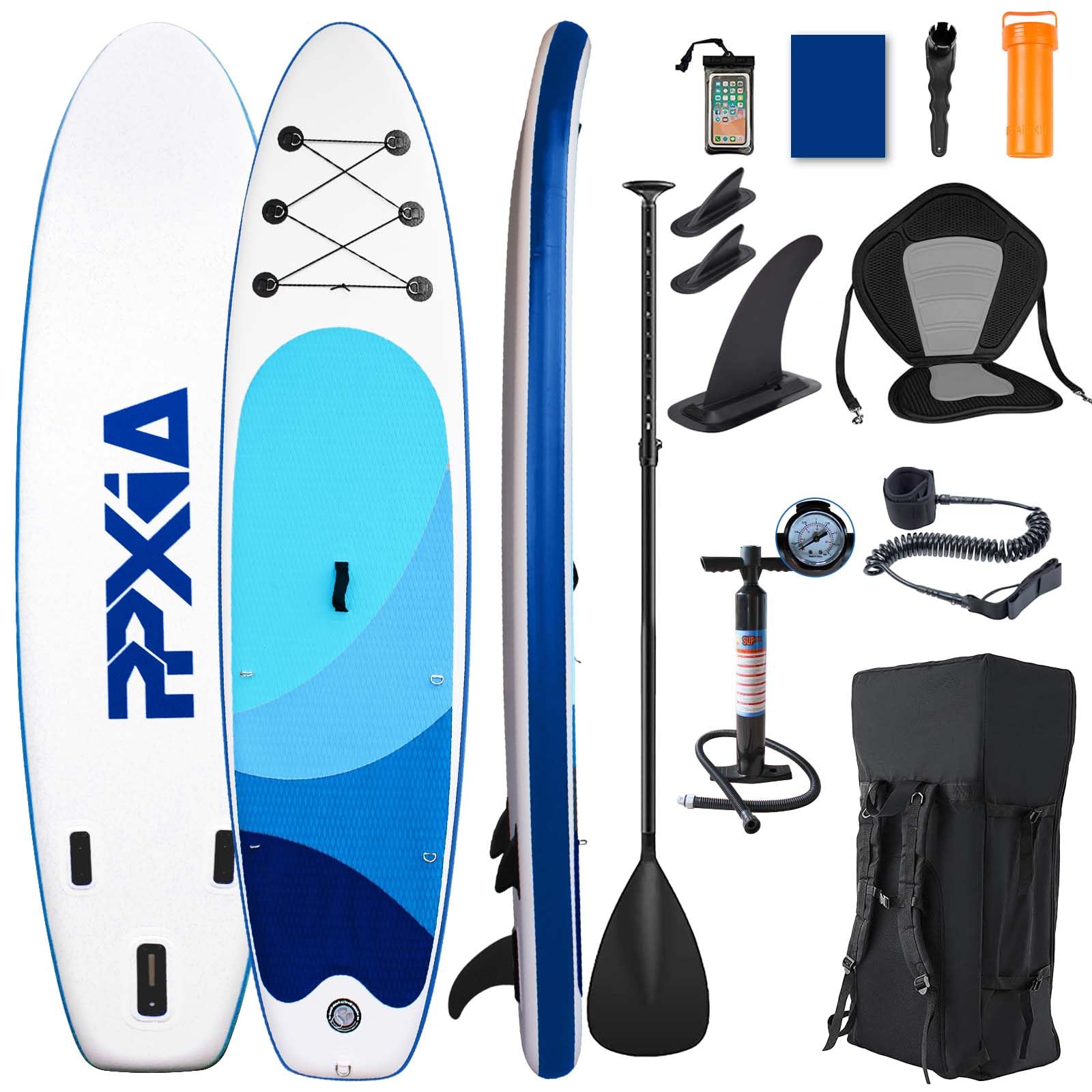 Stand Up Paddling Board mit Sitz, Aufblasbare SUP Board Surfboard Tragkraft bis 200Kg, Paddelboard Surfboard Zubehör für Anfänger Erwachsene Kinder