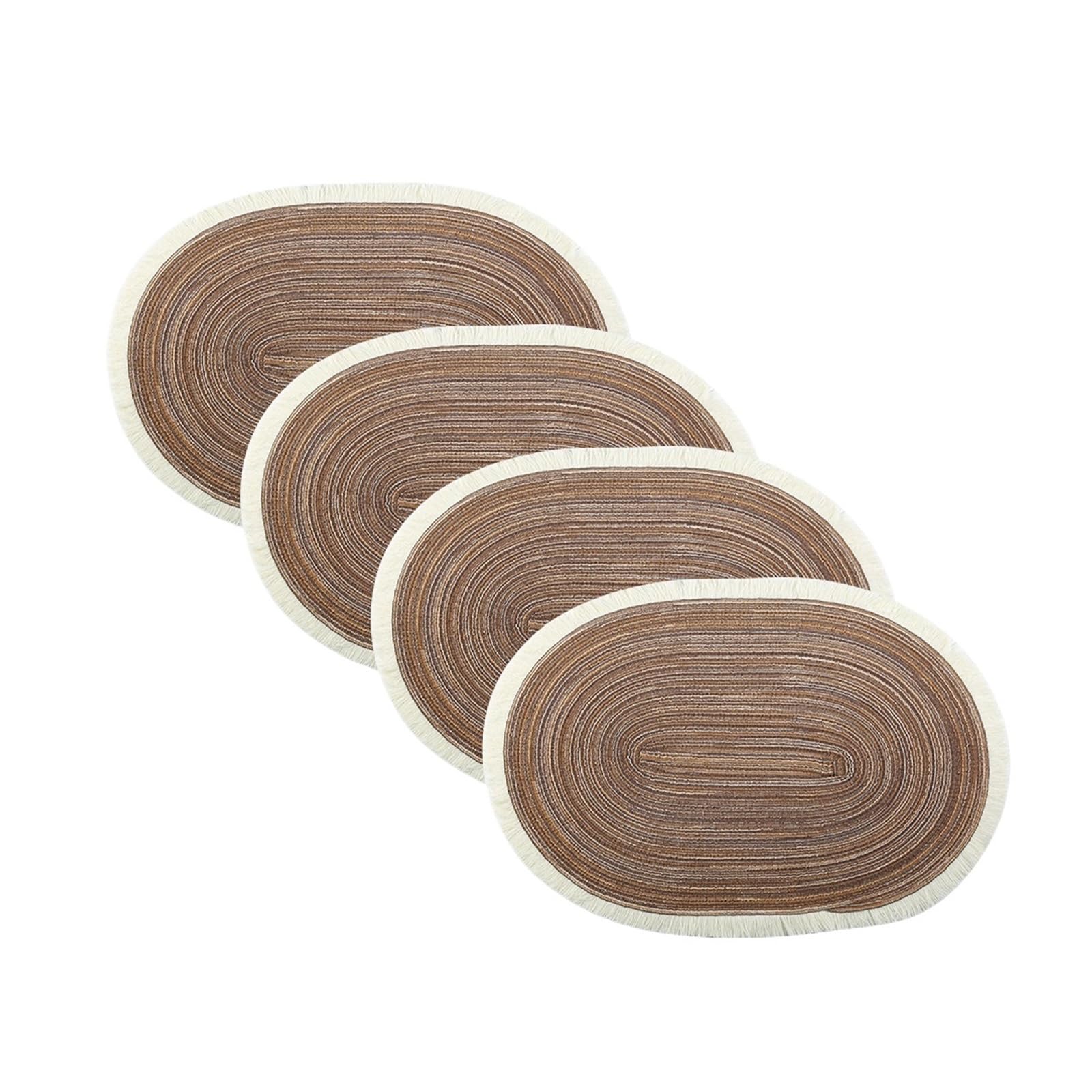 4pcs Oval Placemats Heat-resistant Table Mats Washable Non-slip Dining(Brown)