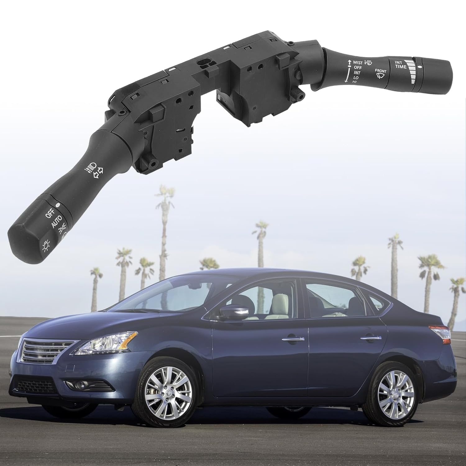 25560JA046 Turn Signal Switch Compatible with Sentra 2013-2017, Altima 2007-2013, Maxima 2009-2014, 370Z 2009-2015, Headlight Dimmer, Parking Light Switch, Without Fog Lights