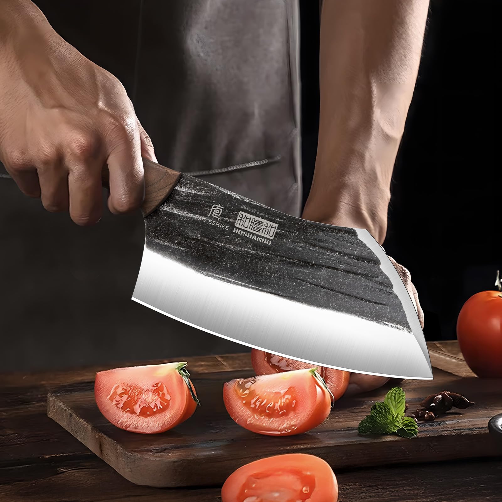 HOSHANHO Nóż do krojenia mięsa 15 cm, ręcznie kuty nóż do mięsa warzywnego, nóż do krojenia mięsa, do kuchni, gotowania na świeżym powietrzu, kempingu