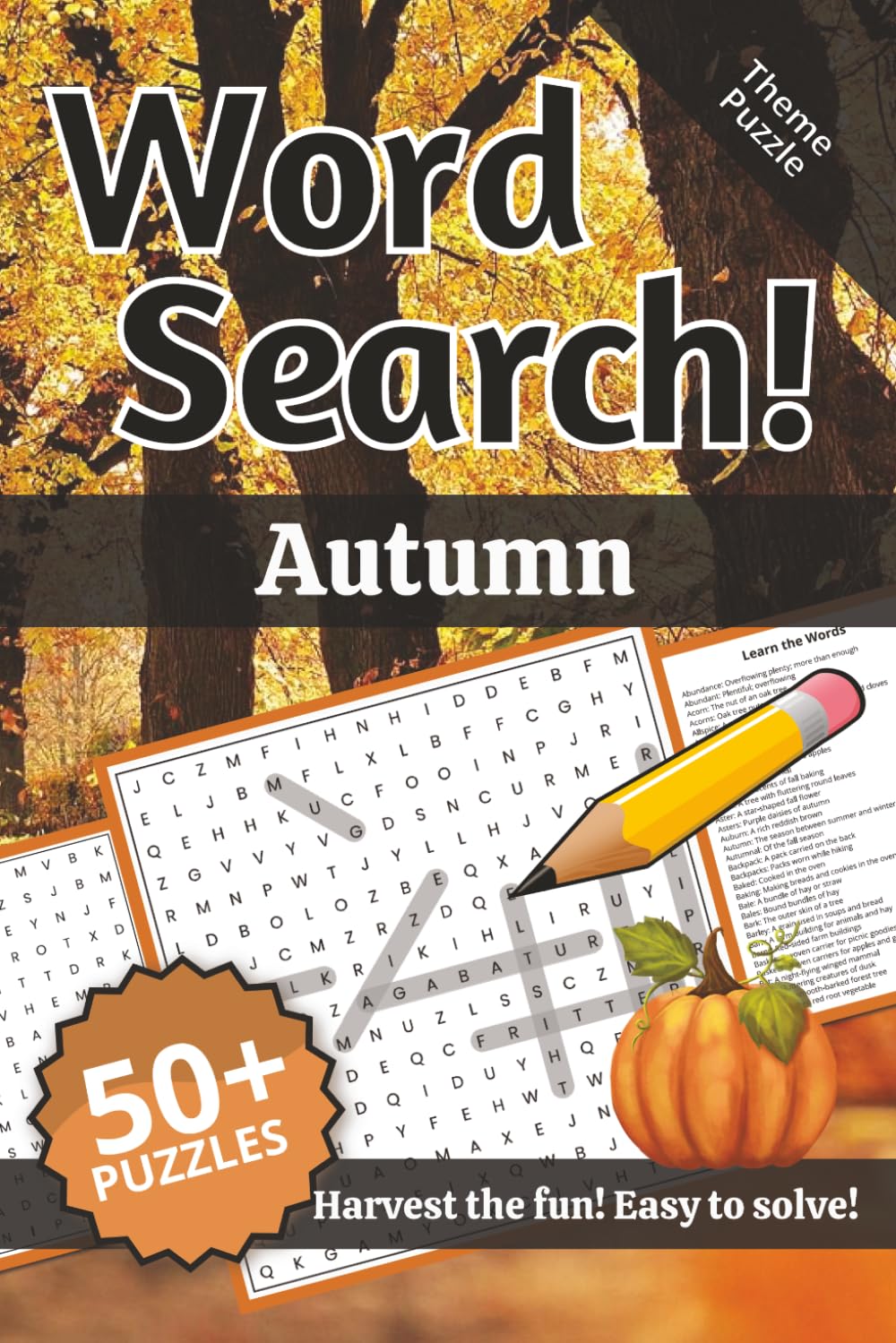Autumn Word Search: Words and Definitions of Autumn: Word Puzzle Book | 110+ pages | 50+ puzzles | 6x9 | Harvest the fun! Easy to solve! (Learning)