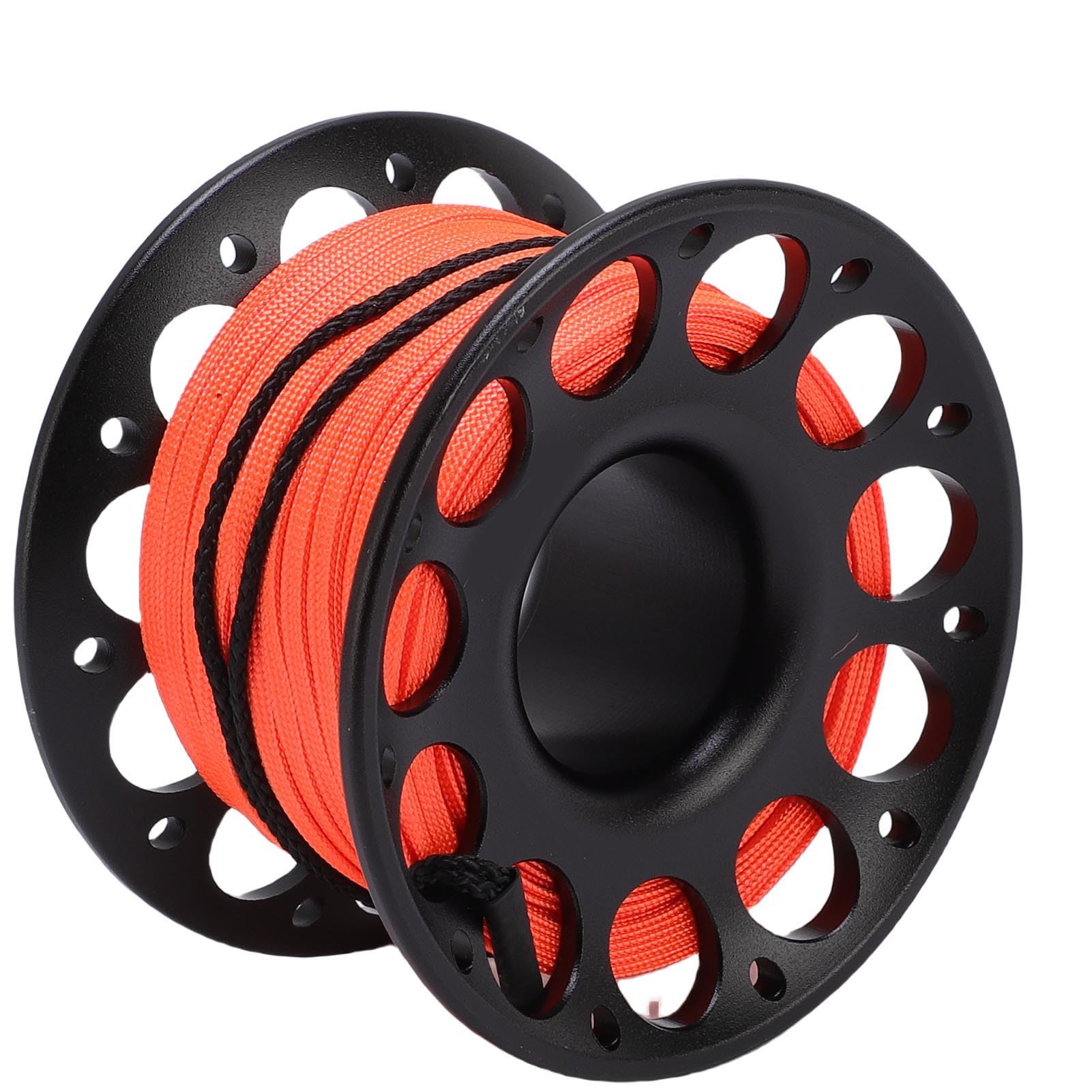 Moulinet de Plongée, Bobine de Doigt en Alliage d'aluminium de qualité Aéronautique avec Ligne en Acier Inoxydable étendue de 30 Mètres, Mousquetons à Double extrémité et Libération de