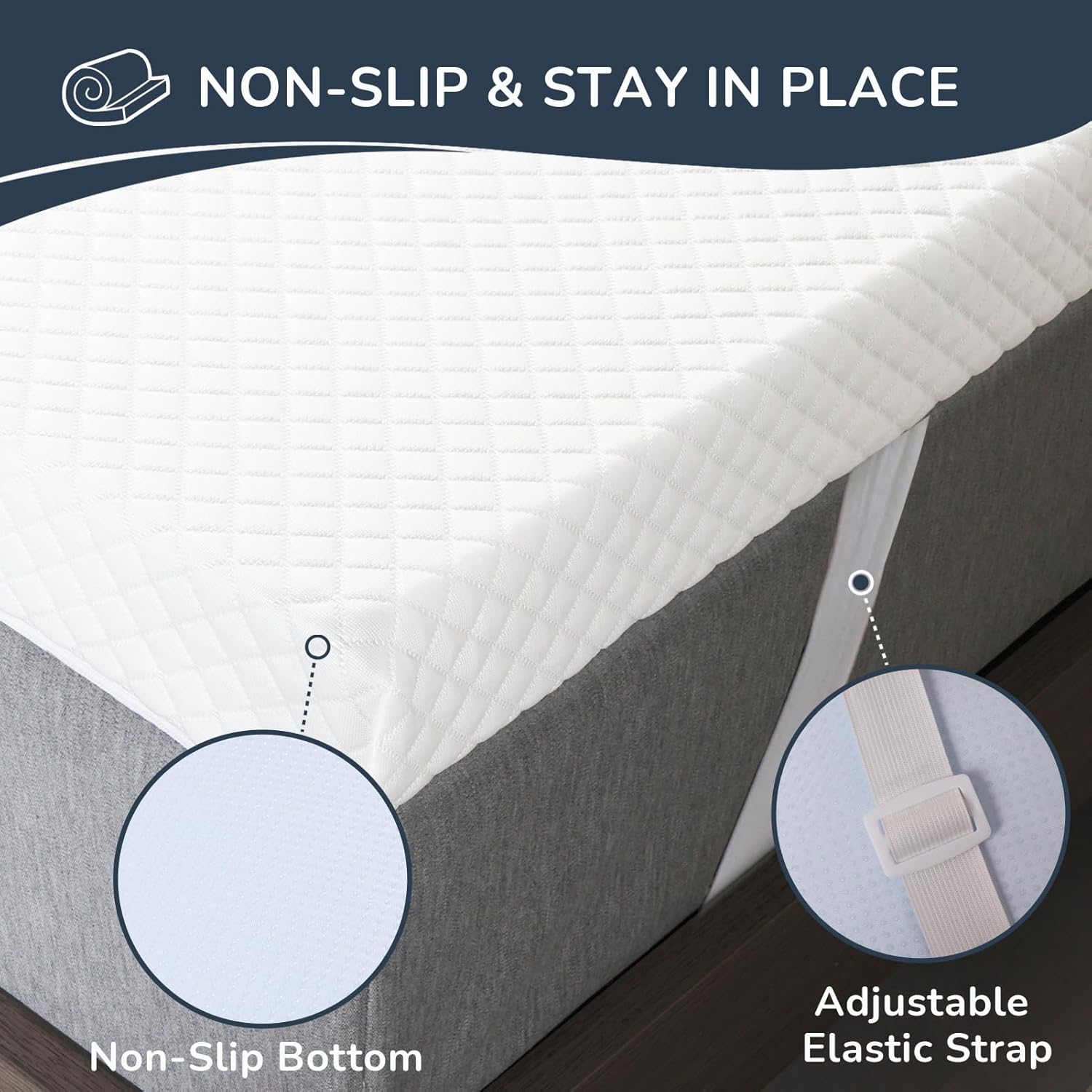 3 Inch Gel Memory Foam Mattress Topper Queen, Breathable Cooling Mattress Topper for Back Pain Relief, Washable Cooling Cover and High Density Memory Foam Included for Dorm, Bedroom - Image 6