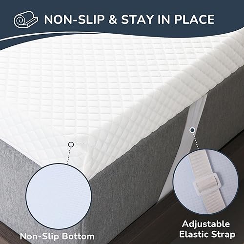 Miniatura 6 de Cubrecolchón de espuma viscoelástica de gel de 3 pulgadas, tamaño Queen, transpirable y refrescante para aliviar el dolor de espalda, funda de