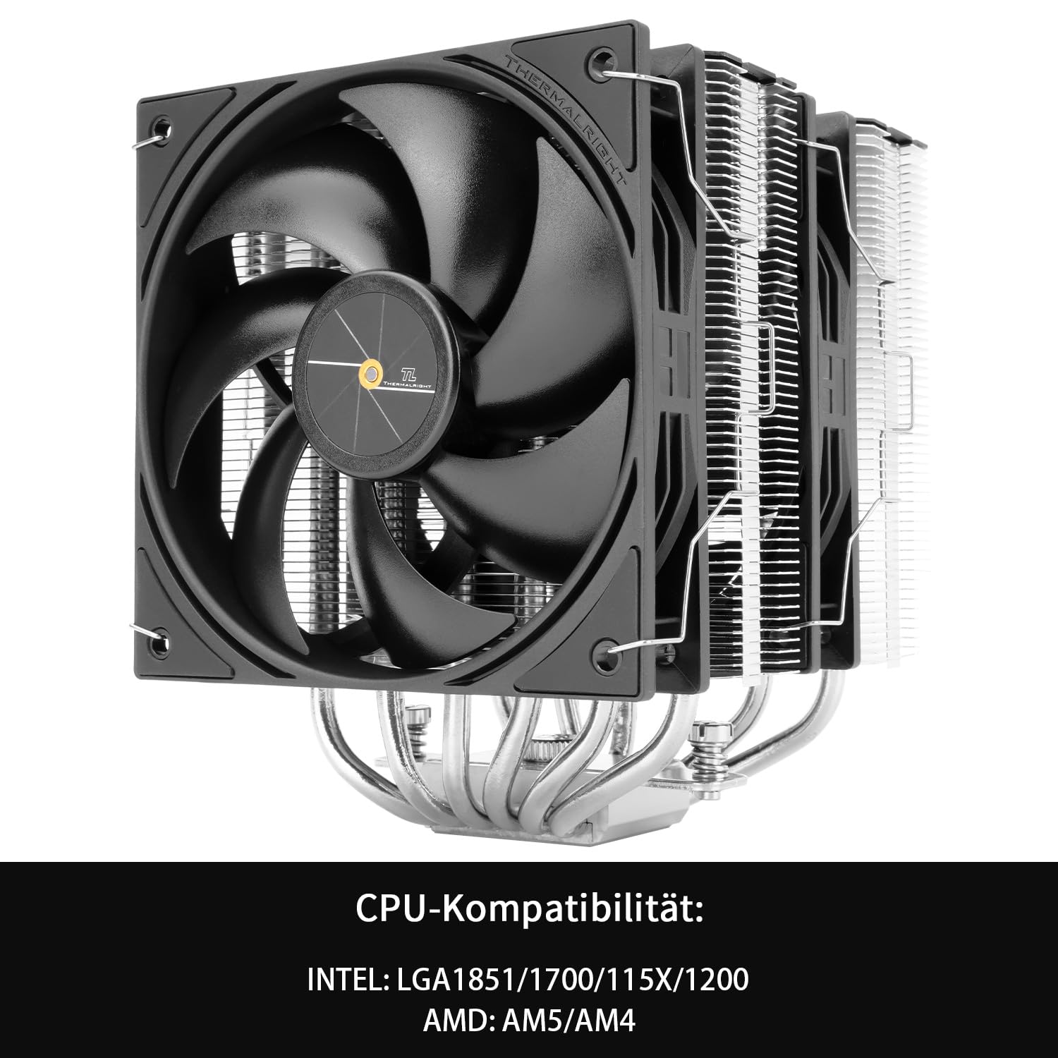 Thermalright Peerless Assassin 120 Black V3 Chłodnica procesora, 6 rur Heatpipes AGHP, 2 wentylatory PWM 120 mm, prędkość 2000 obr./min, do AM4/AM5, Intel LGA 1851/1700/1150/1151/1200/2011