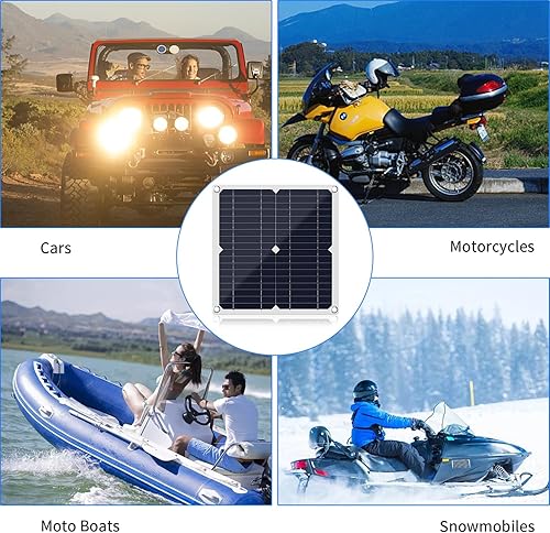 Miniatura 4 de Innens Panel solar de 100 vatios y 12 voltios, kit de panel solar dual USB controlador de carga solar y cable de extensión con clips de batería para