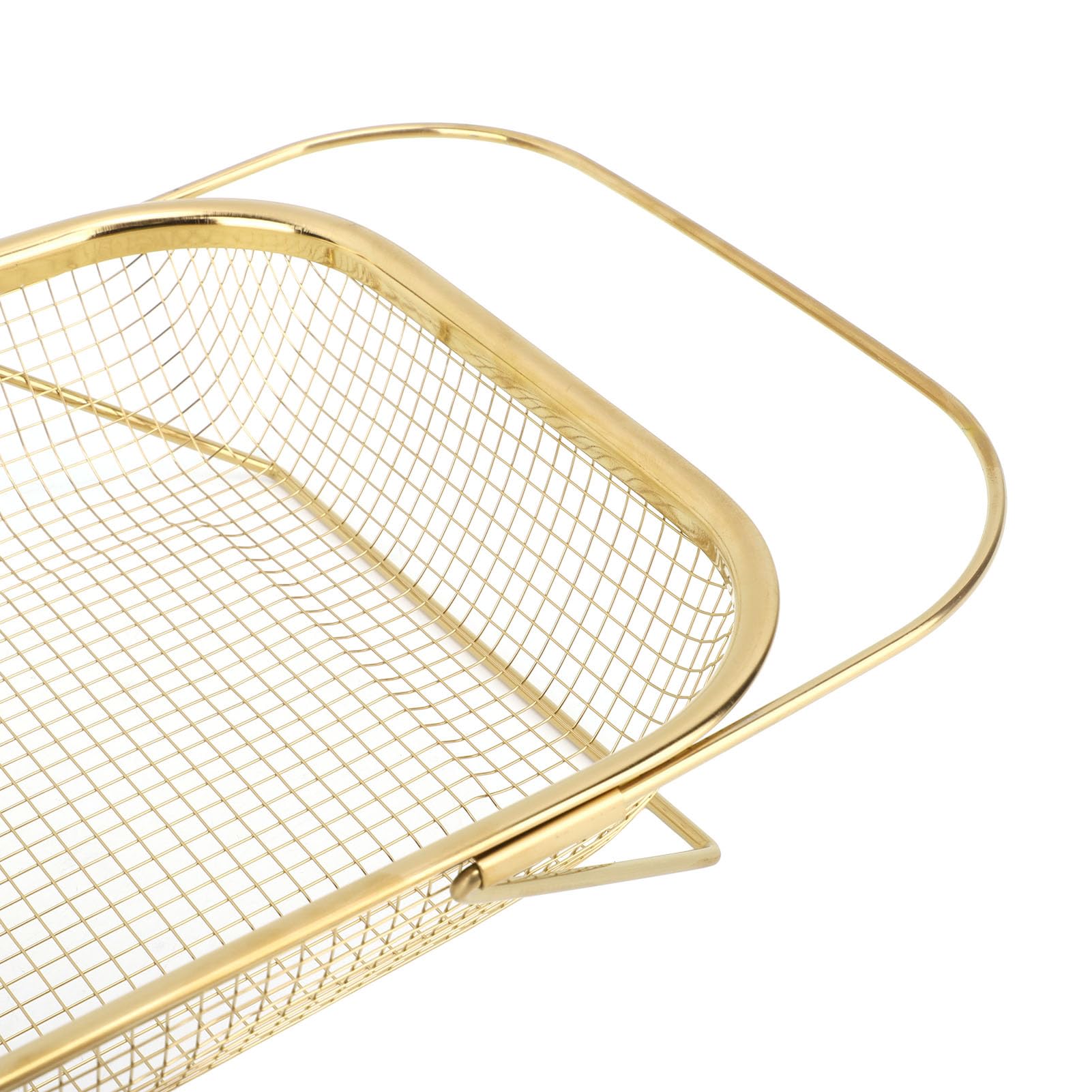 Colador grande extensible de acero inoxidable sobre el fregadero, cesta de malla fina para fregadero de cocina, con asas, fácil de y almacenar, preparación de cocción eficiente (dorado)
