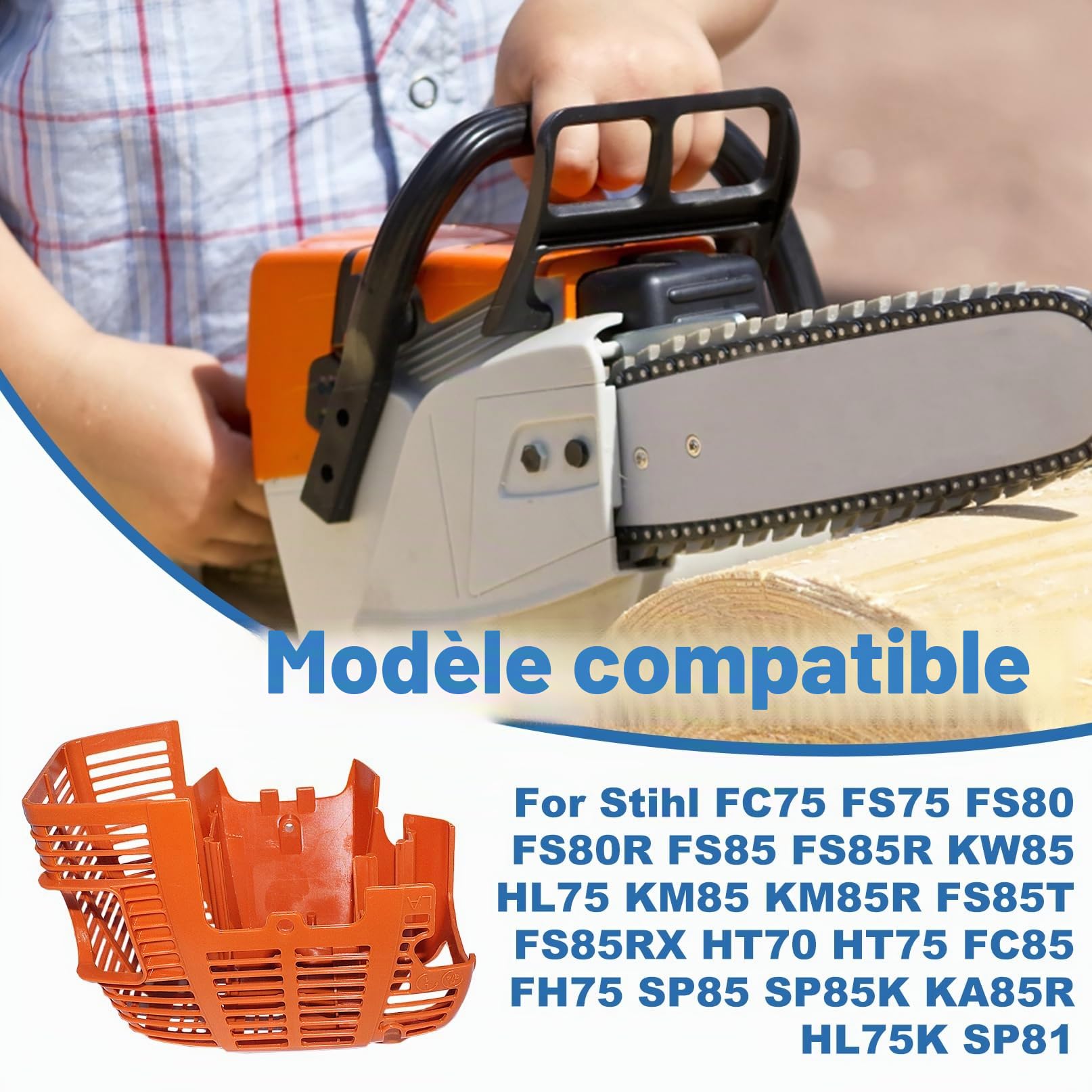 4137 080 1604 Cache Moteur avec Filtre à air pour Stihl FC75 FS75 FS80 FS80R FS85 FS85R KW85 HL75 KM85 KM85R FS85T FS85RX HT70 HT75 FC85 FH75 SP85 SP85K KA85R HL75K SP81 Tondeuse.