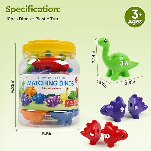 Miniatura 7 de Montessori - Juguete sensorial de clasificación de números y a juego, juego de coincidencia de patrón de doble cara, reconocimiento del 1 al 10,