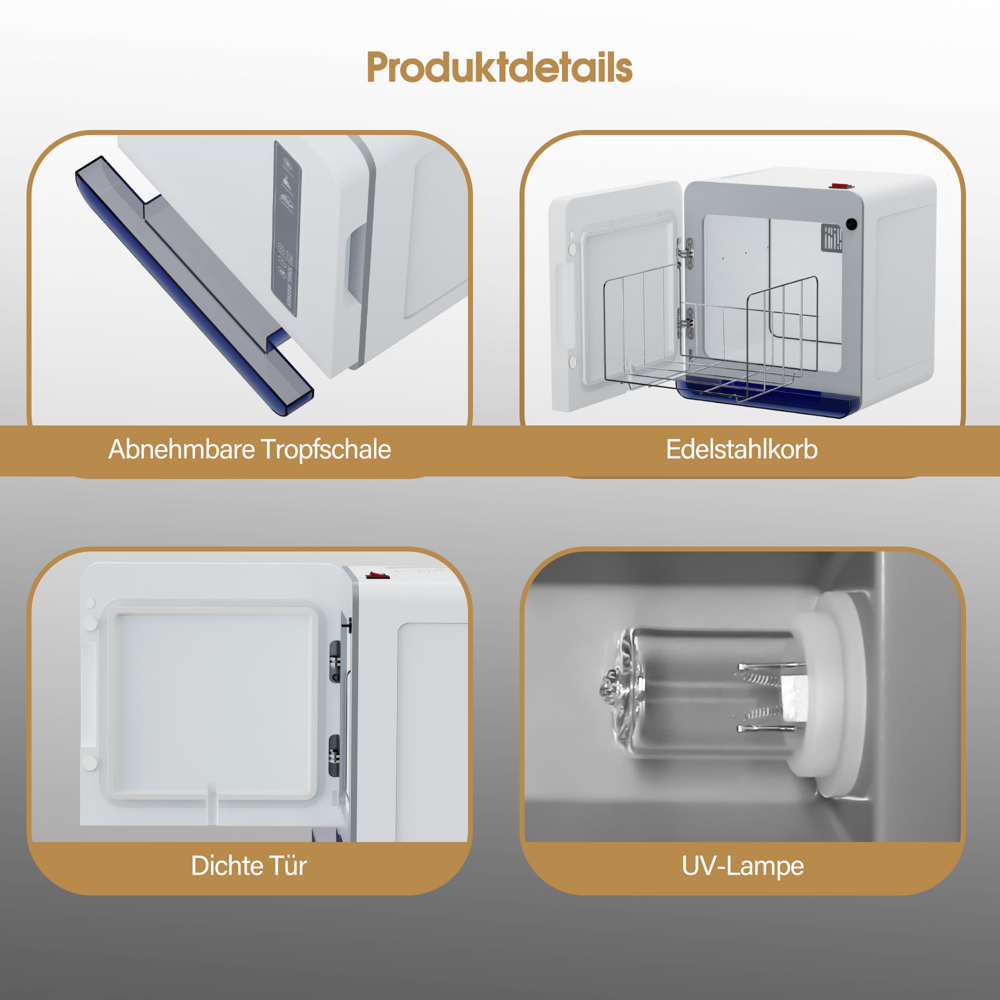 BarberPub Scaldasciugamani con sterilizzatore UV 8L, HW208W Bianco per saloni parrucchiere e centri estetici