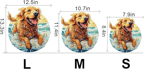 Miniatura 7 de Rompecabezas de madera para adultos y niños, rompecabezas de perro Golden Retriever con forma única, hermosa caja de madera, regalos de cumpleaños