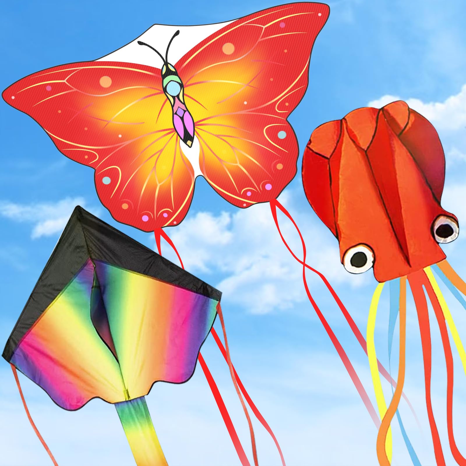 Amazon.com: 3 Pack Large Kites, Large Butterfly Kite, Colorful