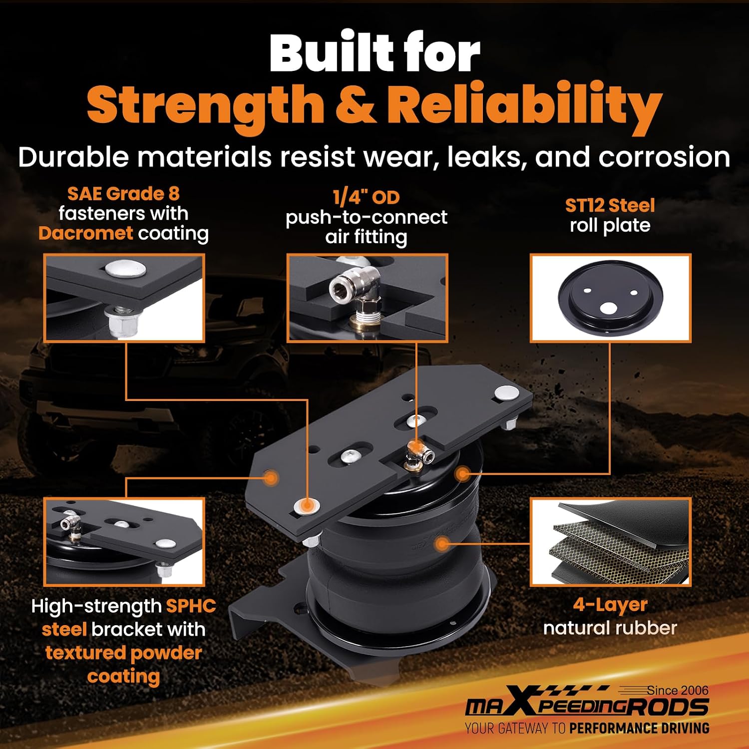 maXpeedingrods 5000 lbs Rear Air Suspension Bags Kit for Dodge Ram 2500 2003-2013 and Ram 3500 2003-2018 4WD Only Air Helper Spring Kit w/Internal Jounce Bumper