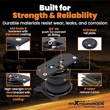 maXpeedingrods 5000 lbs Rear Air Suspension Bags Kit for Dodge Ram 2500 2003-2013 and Ram 3500 2003-2018 4WD Only Air Helper Spring Kit w/Internal Jounce Bumper