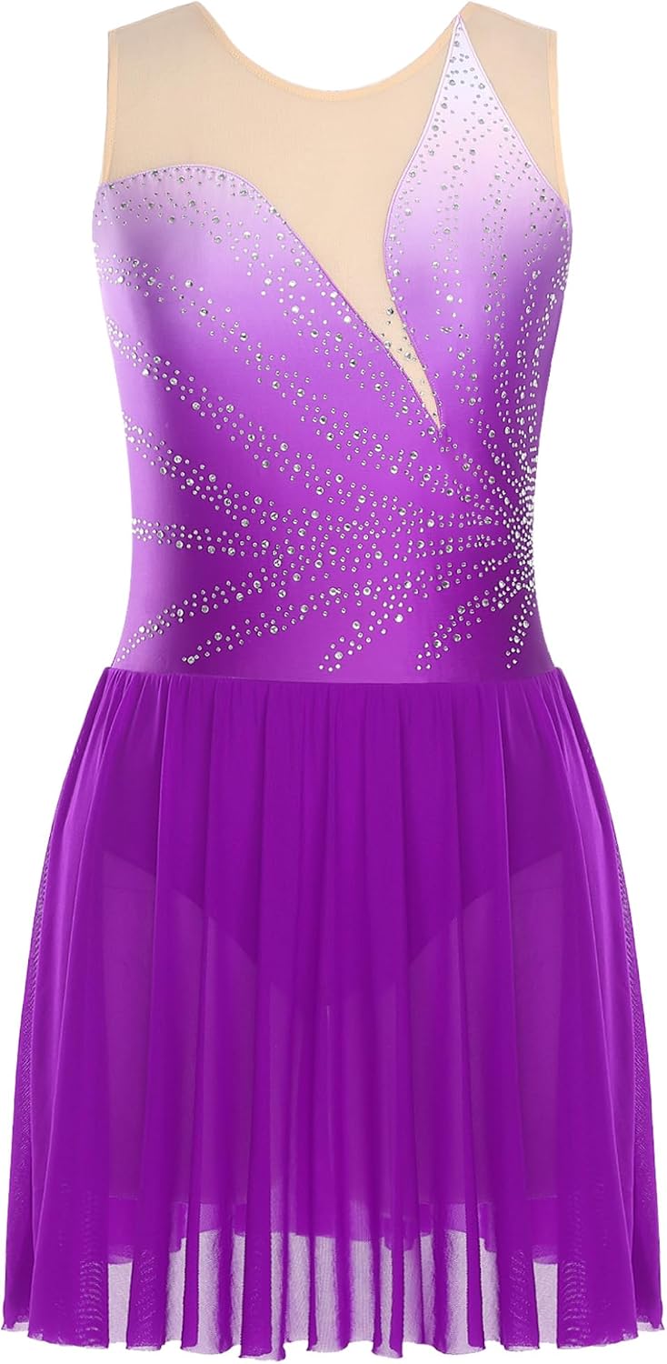 Shinsto Women Figure Skating Dress Competition Costume Rhythmic Shiny Rhinestones Ice Skating Leotard Dress