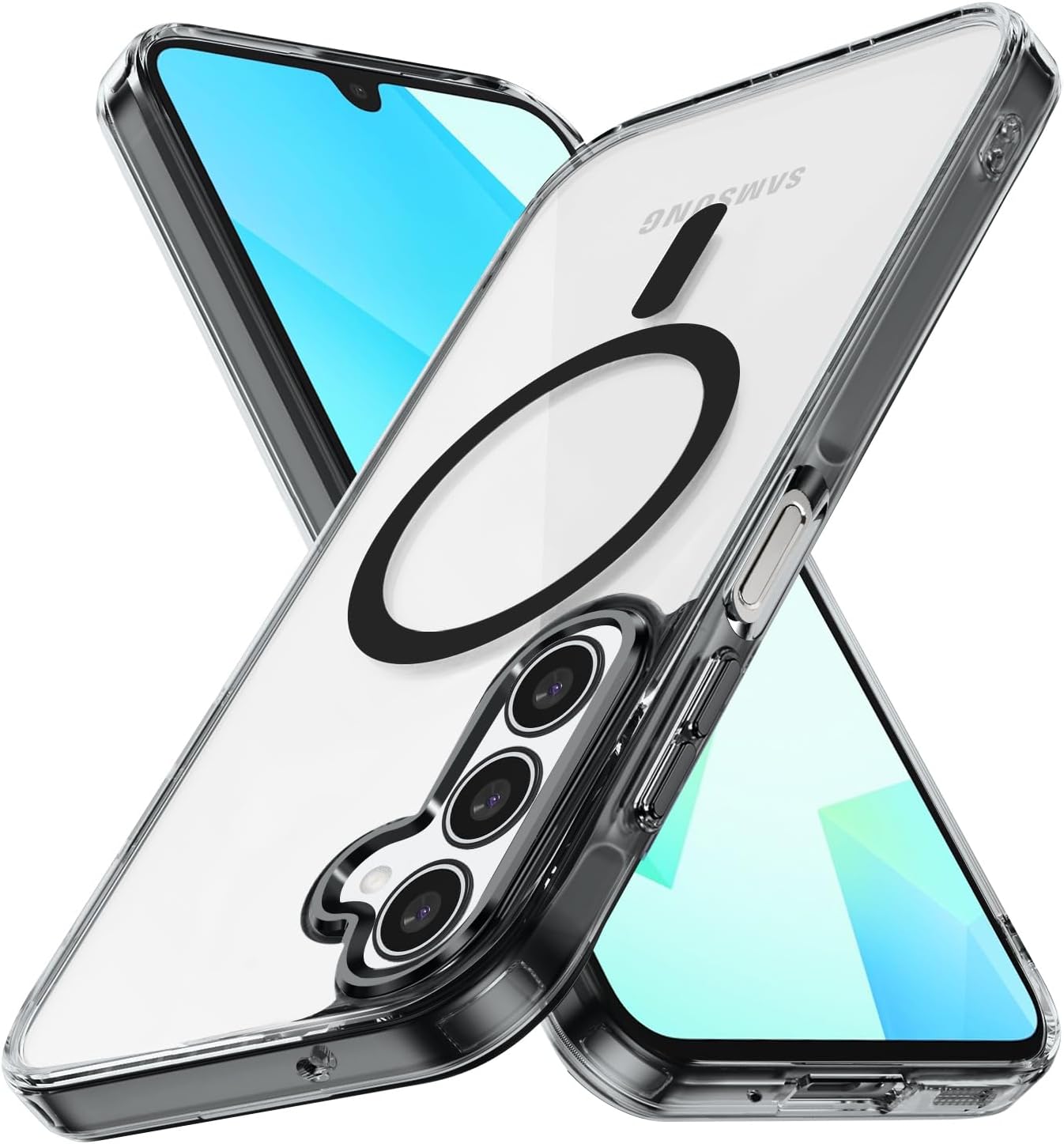 for Samsung Galaxy A16 5G Case Hard [Compatible with Magsafe ] Yellowing Resistant Magnetic Cover Clear para A 16 6.7 inch Rugged Best Phone Cases Black