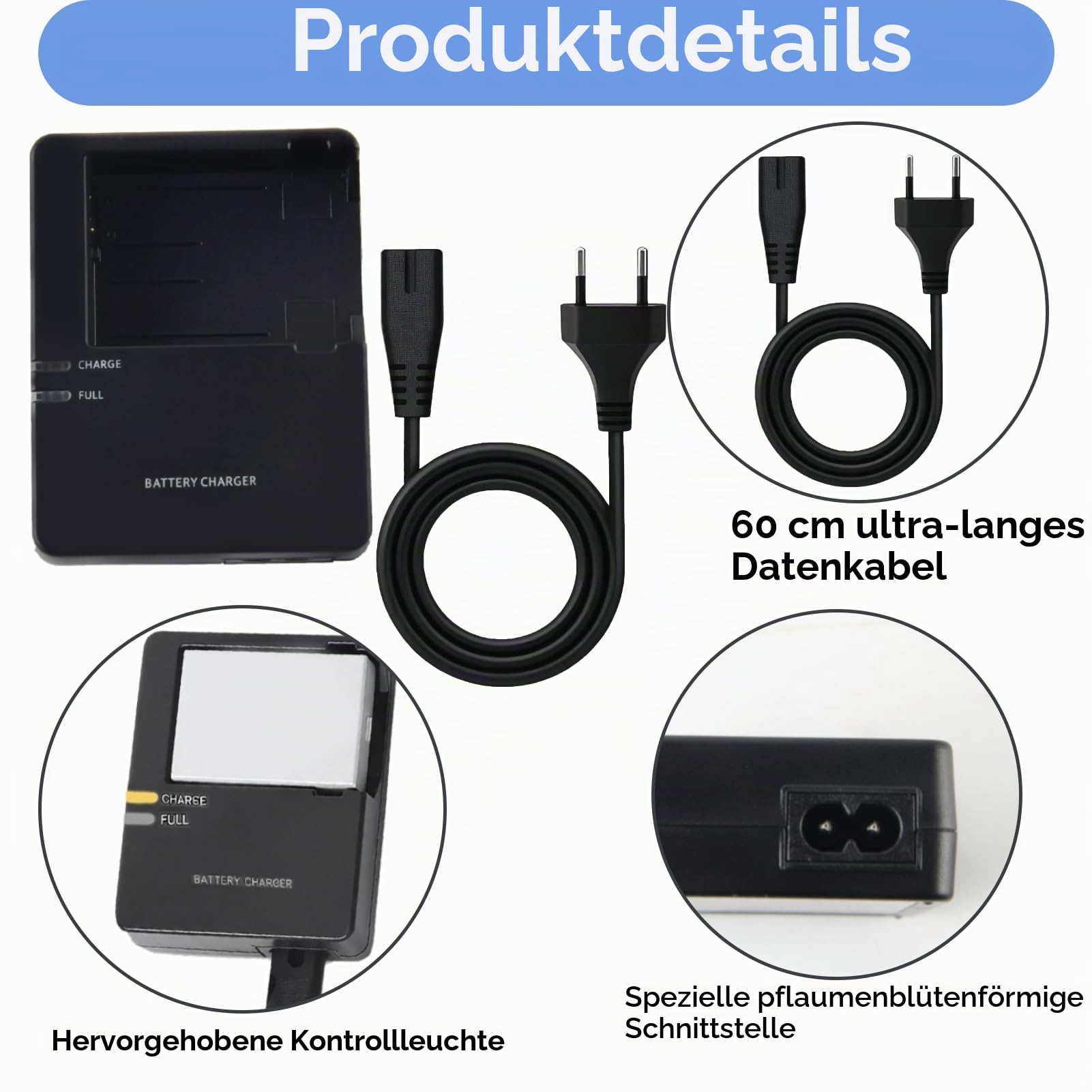 LP-E8 Akku Ladegerät für Canon EOS 550D 600D 650D 700D, Digitalkamera Schnellladegerät für EOS Kiss X4 X5 X6i X7i für LC-E8 LP-E8 Akku, Camera Battery Charger für Rebel T2i T3i T4i T5i SLR Kameras