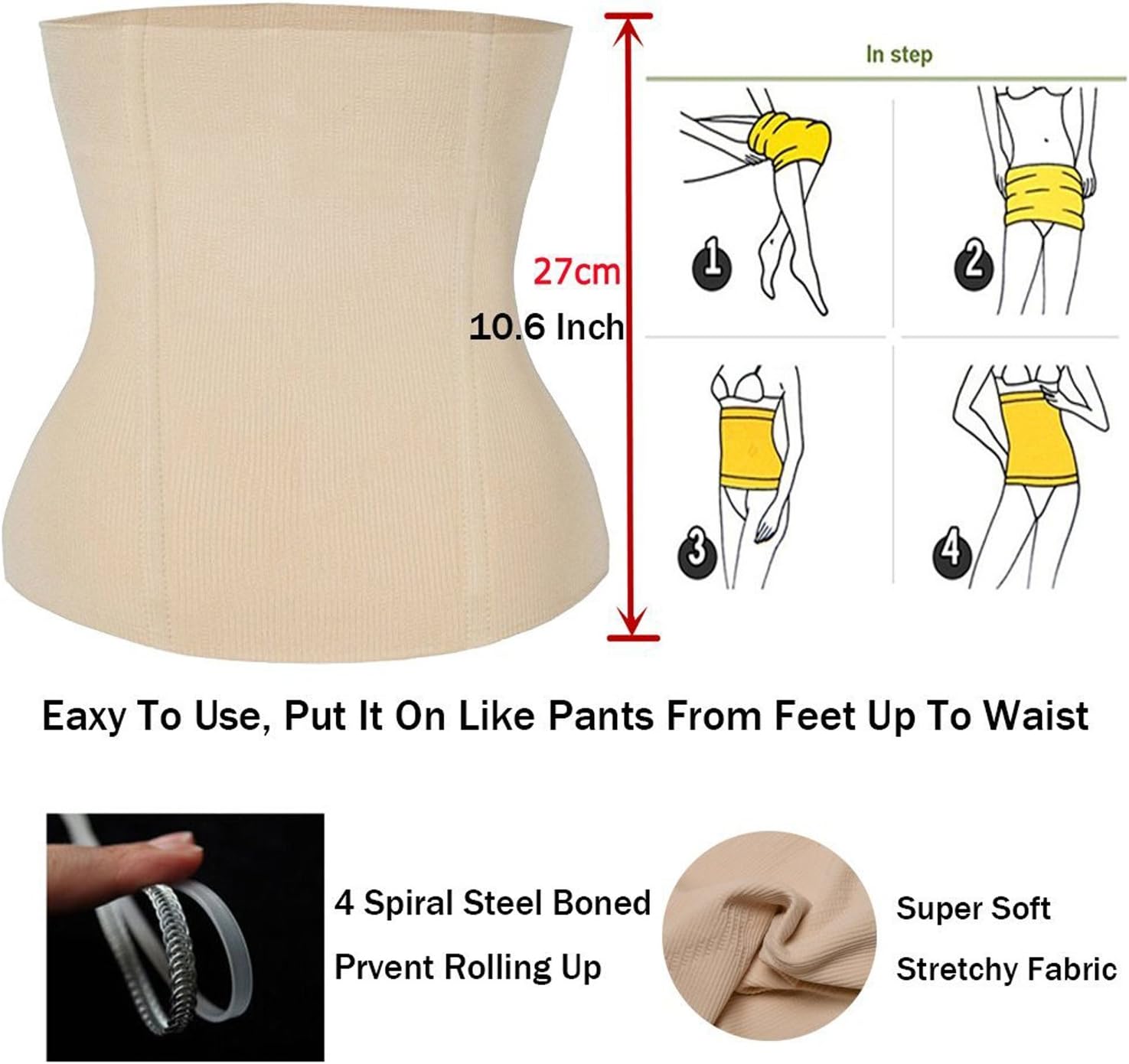 Waist Trainer Corset Shapewear Tummy Control Body Shaper for Women Waist Cincher Slim Body Shaper Beige - Image 5