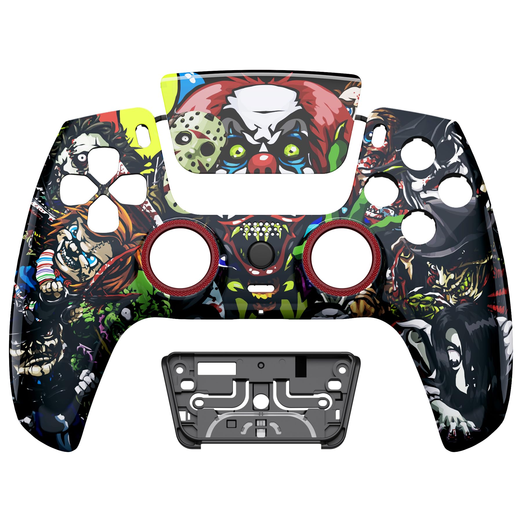 eXtremeRate Luna Coque Manette pour ps5 BDM-010/020/030/040/050,Façade pour ps5 Controller avec Pavé Tactile-La Fête Effrayante - 3