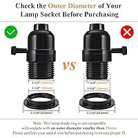 Vista 4 de DiCUNO Anillos de pantalla de lámpara E26, anillo de enchufe de luz negra, reemplazo de zócalo de bloqueo para soporte de lámpara roscado de base