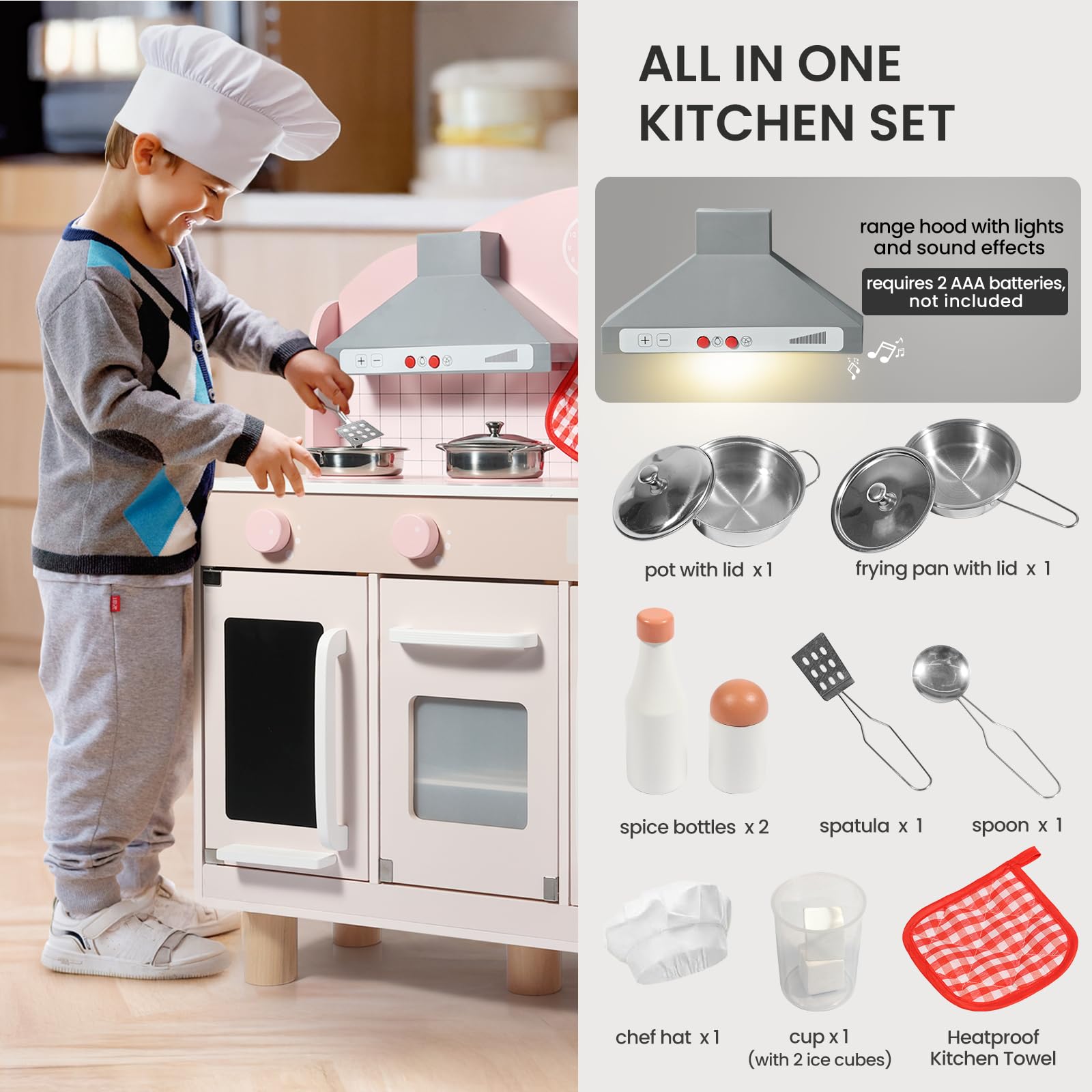 Snapklik.com : Bluewood Wooden Kids Kitchen Playset,Pretend Toy Kitchen ...