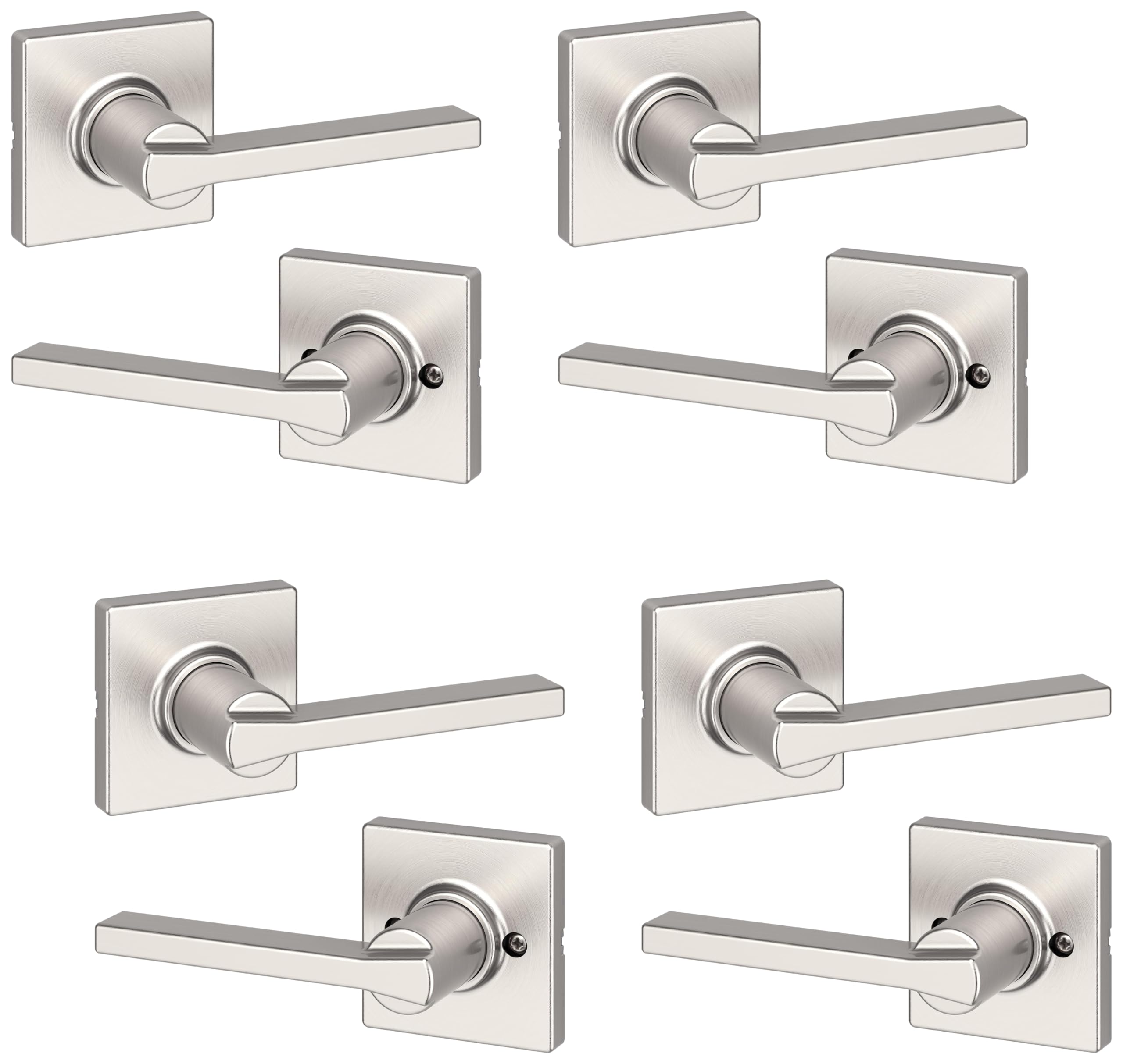 Kwikset Casey Interior Door Handle, Satin Nickel | Passage Lever | 4-Pack | Microban Protection | For Closet &amp; Hallway