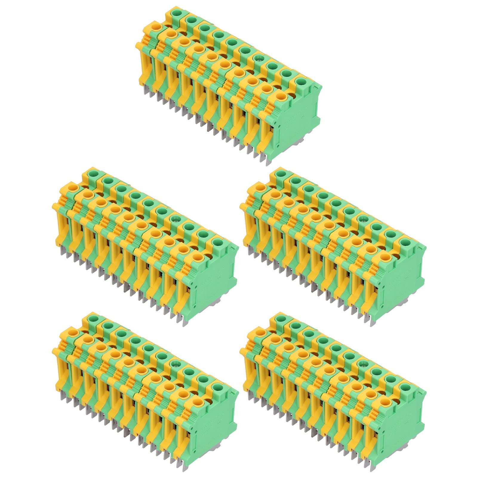 Morsettiere per montaggio su guida DIN 50Pcs 76A, morsettiere per messa a terra ignifughe a 2 canali USLKG-10