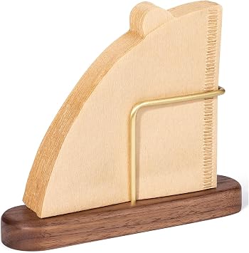 Wood Coffee Filter Holder, Wooden Base Coffee Paper Storage Rack, Coffee Filter Paper Container Stand, Fits #01, #02, V60, Fan-Shaped Filters