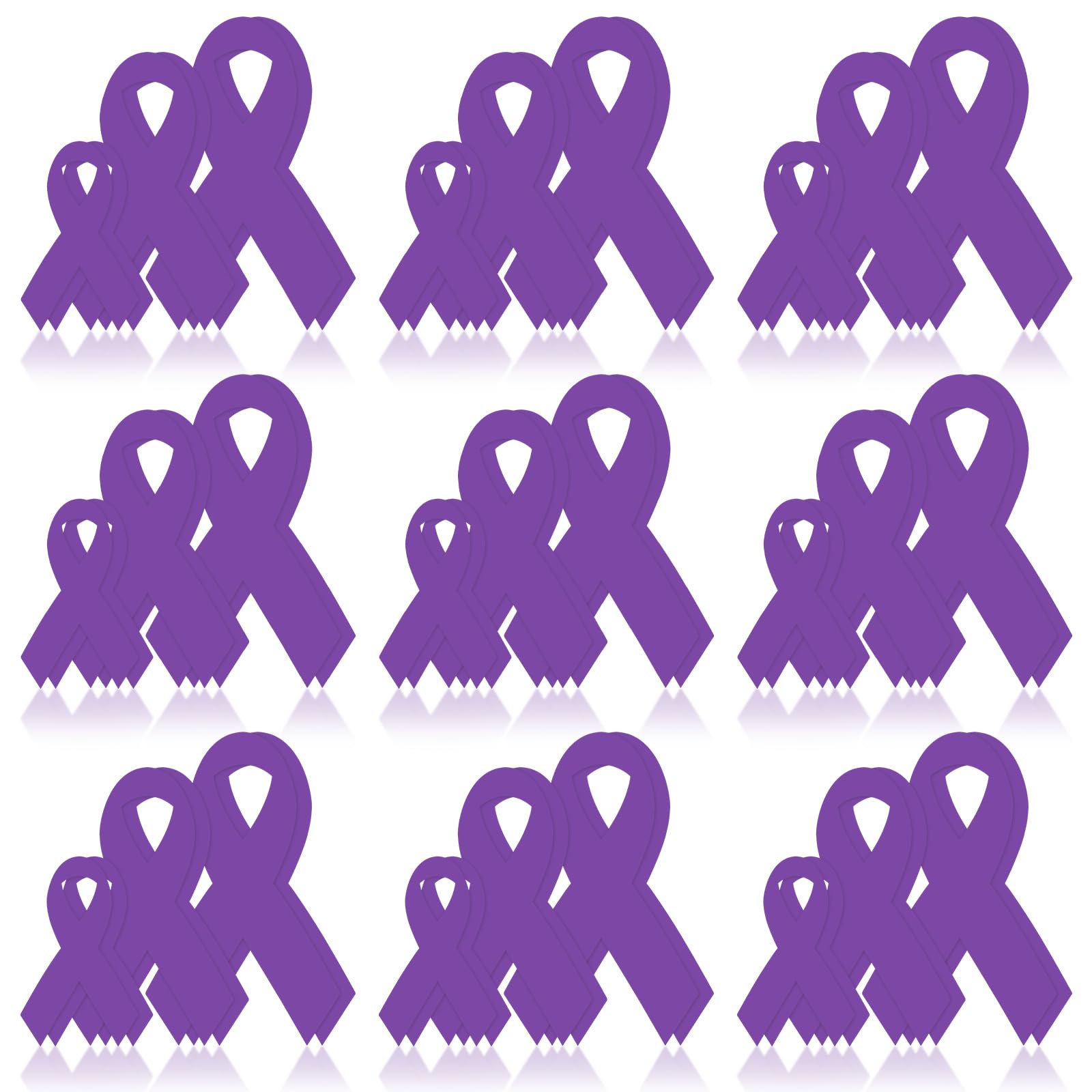 Colarr 60 Pcs Purple Ribbon Cutouts Alzheimer's Cancer Ribbon Pancreatic Domestic Violence Awareness Decor 5 10 12 Inch Ribbons Paper Accent Cutouts