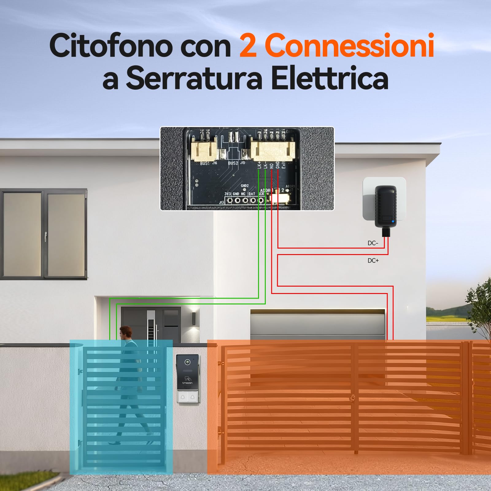 TMEZON Videocitofono Bifamiliare Y73,Videocitofono Smart Wifi 2 Fili con due monitor a Colori TFT LCD da 7'' e Campanello Esterno con Telecamera 1080P, Sblocco APP/RFID,Rilevamento Movimento Umano