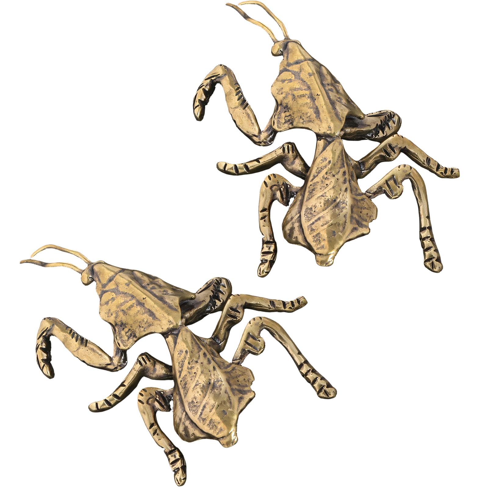hogtnd Antiqued Brass Animal Figurine Praying Mantis Miniature Statue for Home Accents Nature Theme Paperweight Gift Animal Ornament Antique Bronze Brass