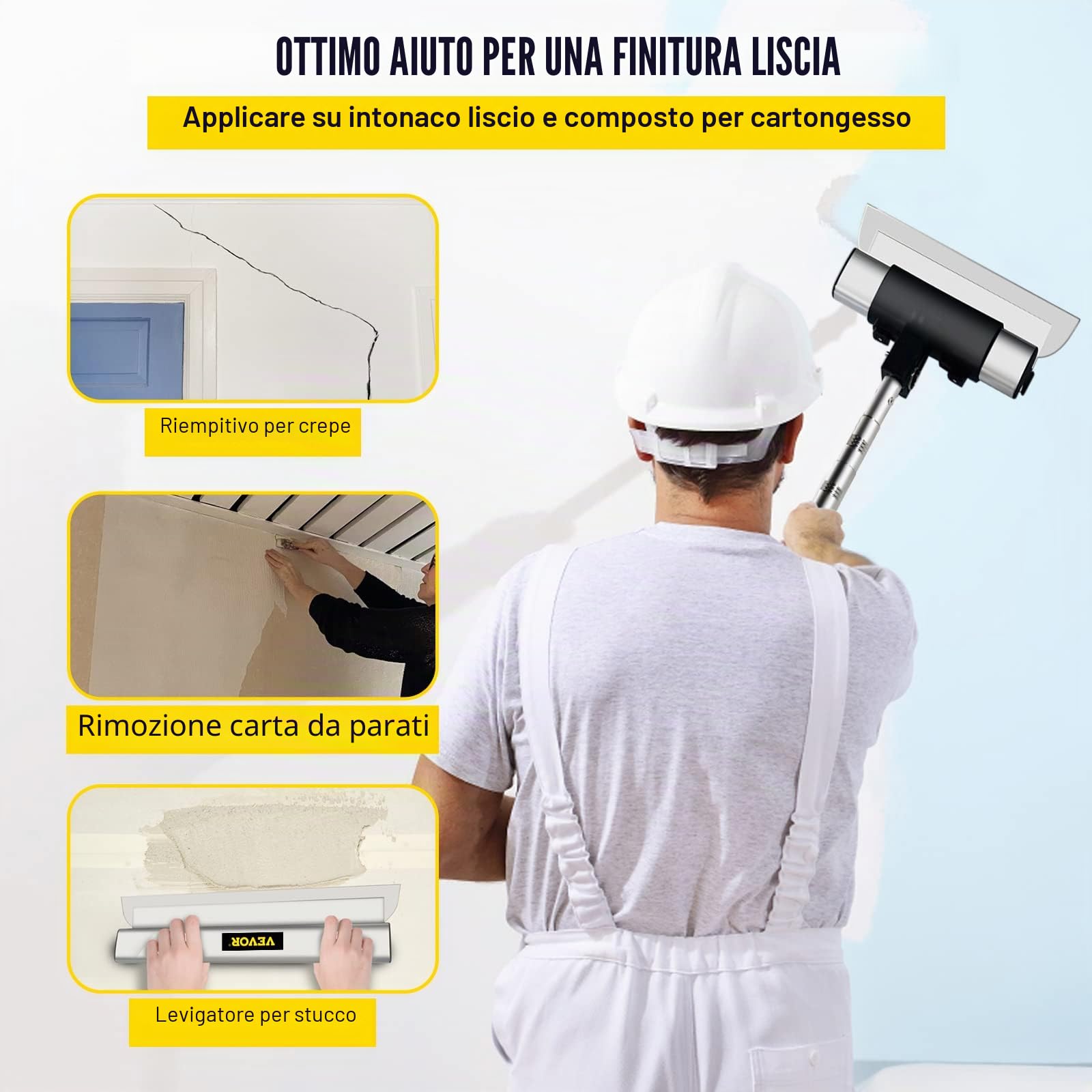VEVOR Spatola di Finitura, Lama 10/16 / 24 Pollici Peso 4,58 kg Strumento Scremante in Acciaio Inossidabile per La Rimozione di Stucco, Mastice, Gesso, Stucco, Raschiatura, Vernice e Carta da Parati