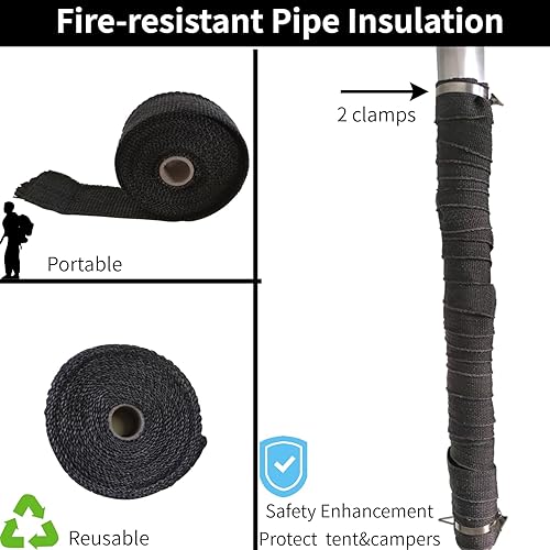 Miniatura 3 de DANCHEL OUTDOOR Gato de estufa de lona con solapa para diámetro. 4 "5.85 "Agujero resistente al fuego para campana, tienda de campaña, kit de gato