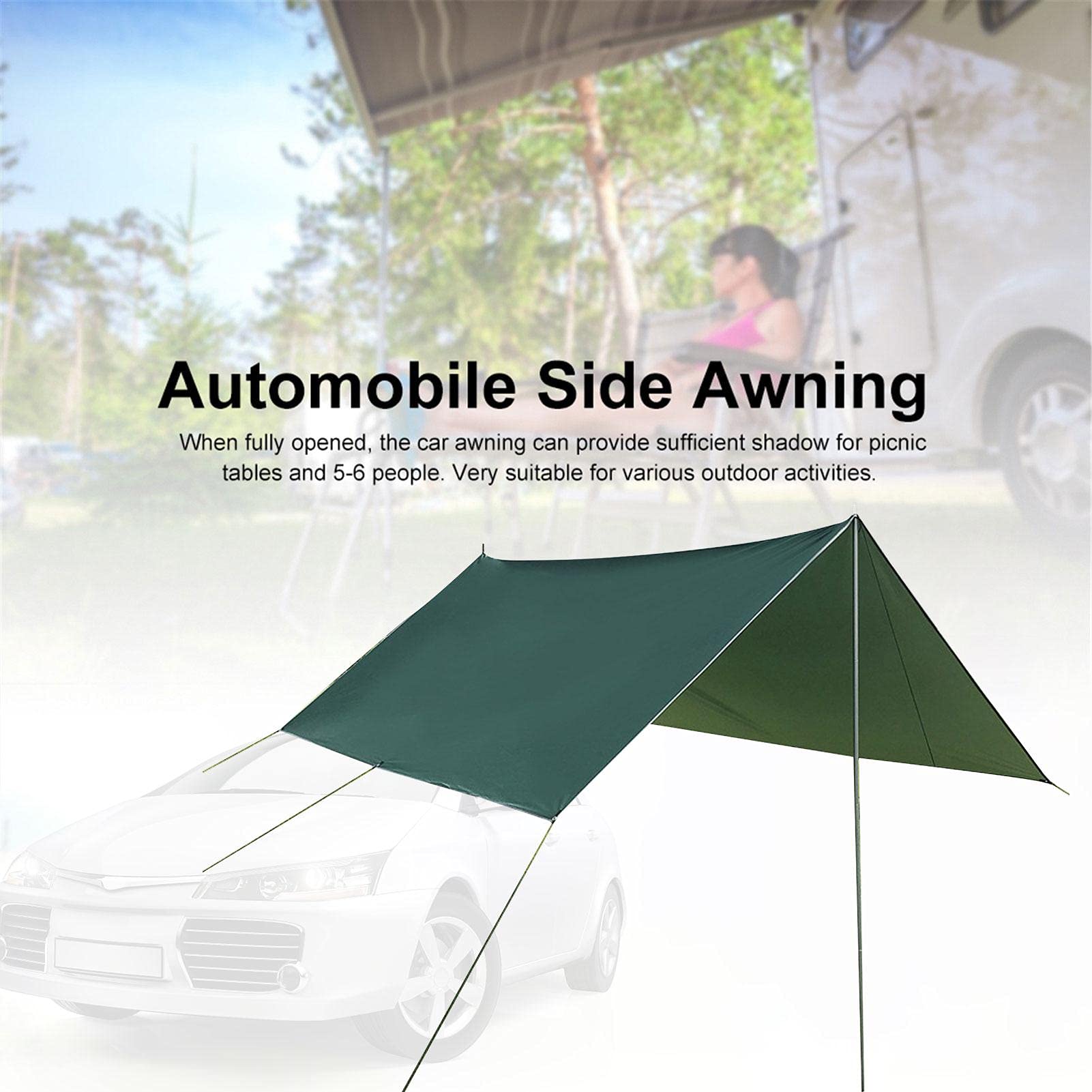 Sealands Auvent Latéral de Voiture, Tente Toit Voiture Étanche et UV, 300 x 300 cm, Tente de Camping Car Durable, Motor Tarp, Army Green, Polyester, Tissu Oxford
