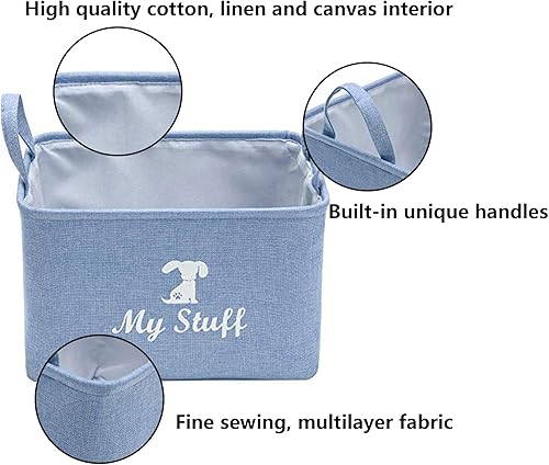 Miniatura 2 de Geyecete Canasta de almacenamiento de juguetes para perros de lona para contenedores de juguetes para perros, manta para perros, almacenamiento de